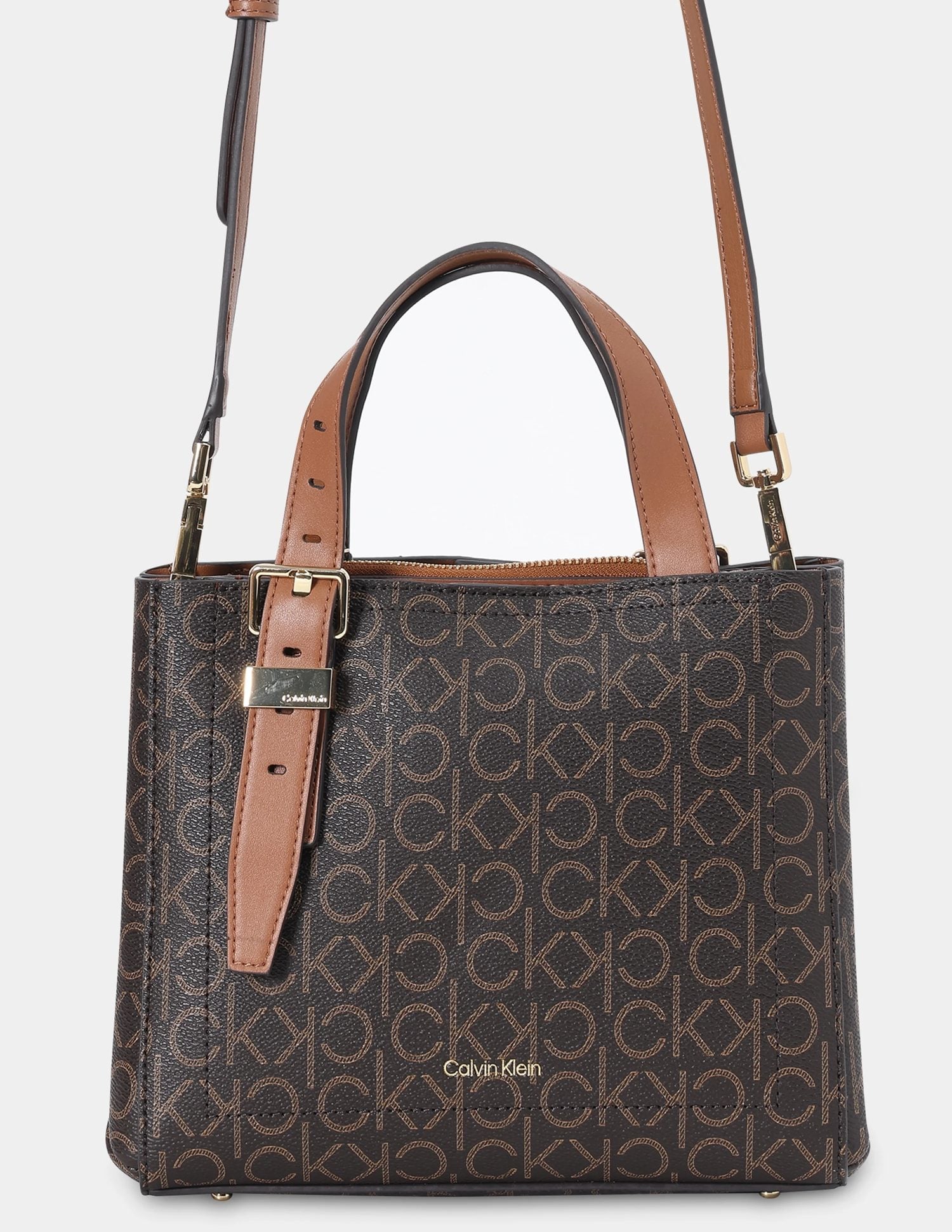 Buy Calvin Klein Logo Brown Pu Handbag - NNNOW.com