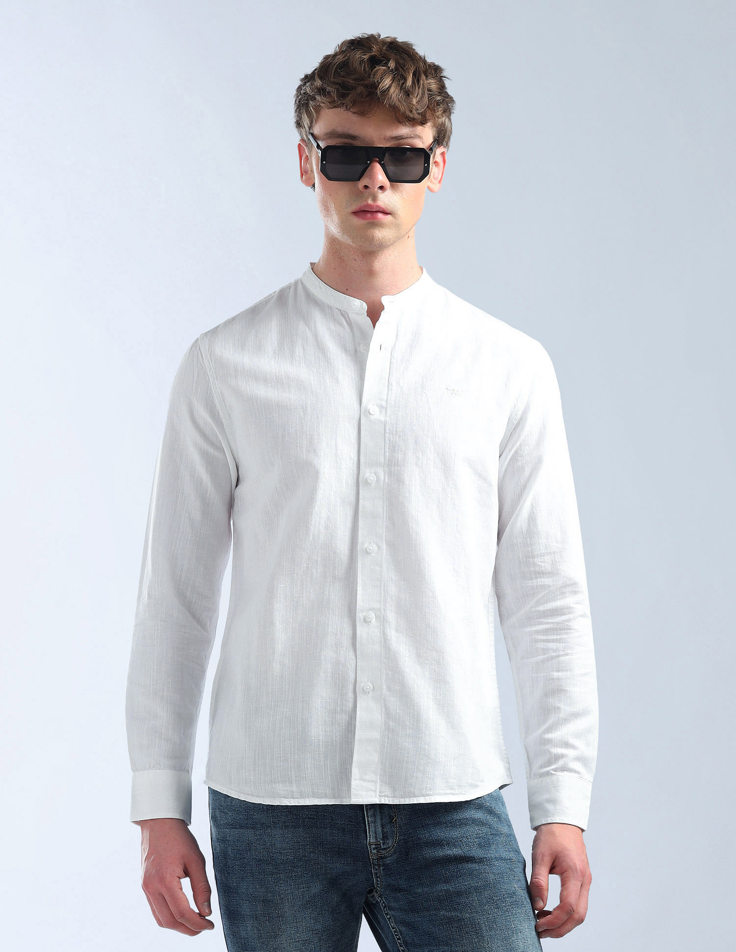 Flying Machine Textured Pattern Regular Fit Shirt