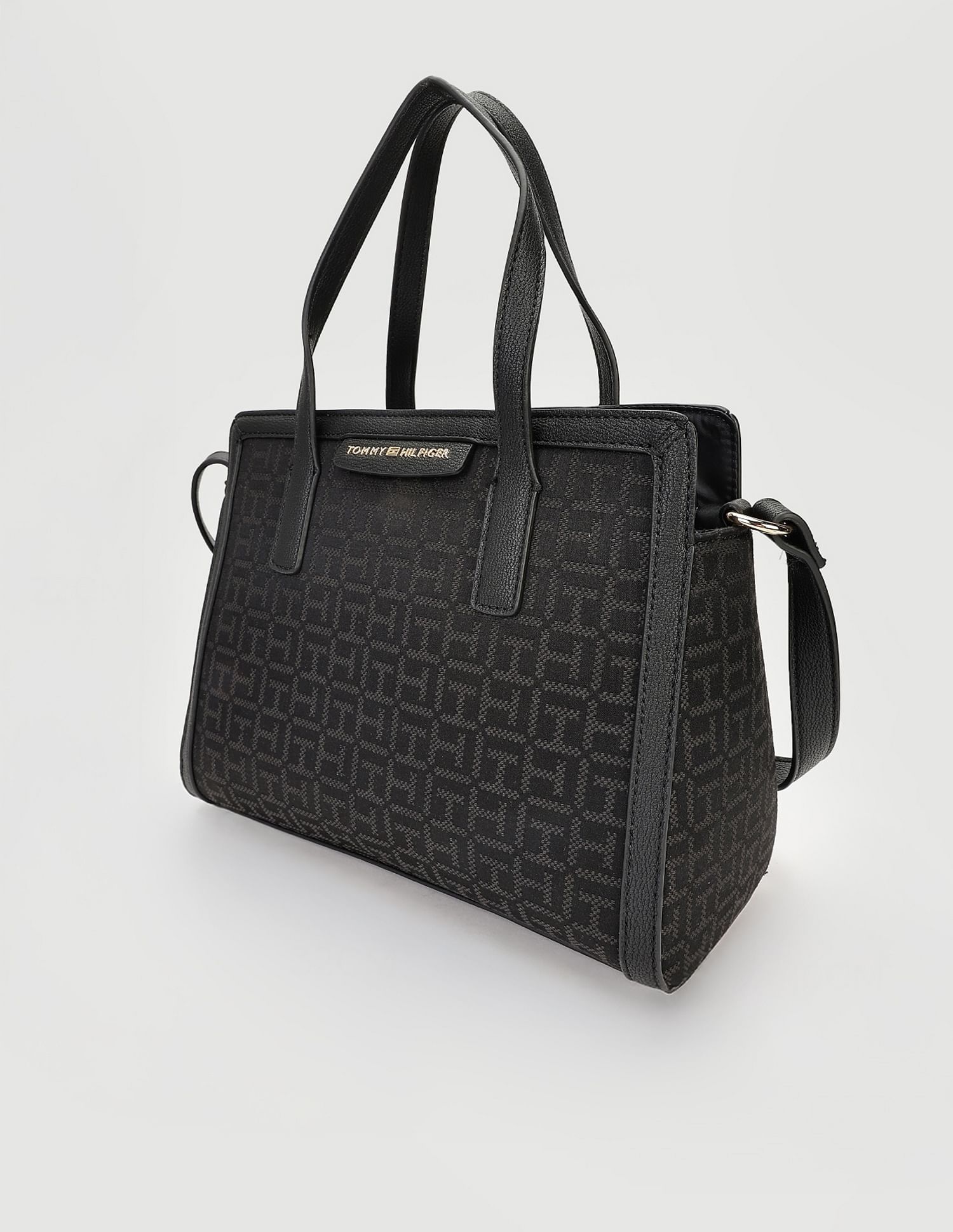 Tommy Hilfiger Printed Black Polyester Hand Bags