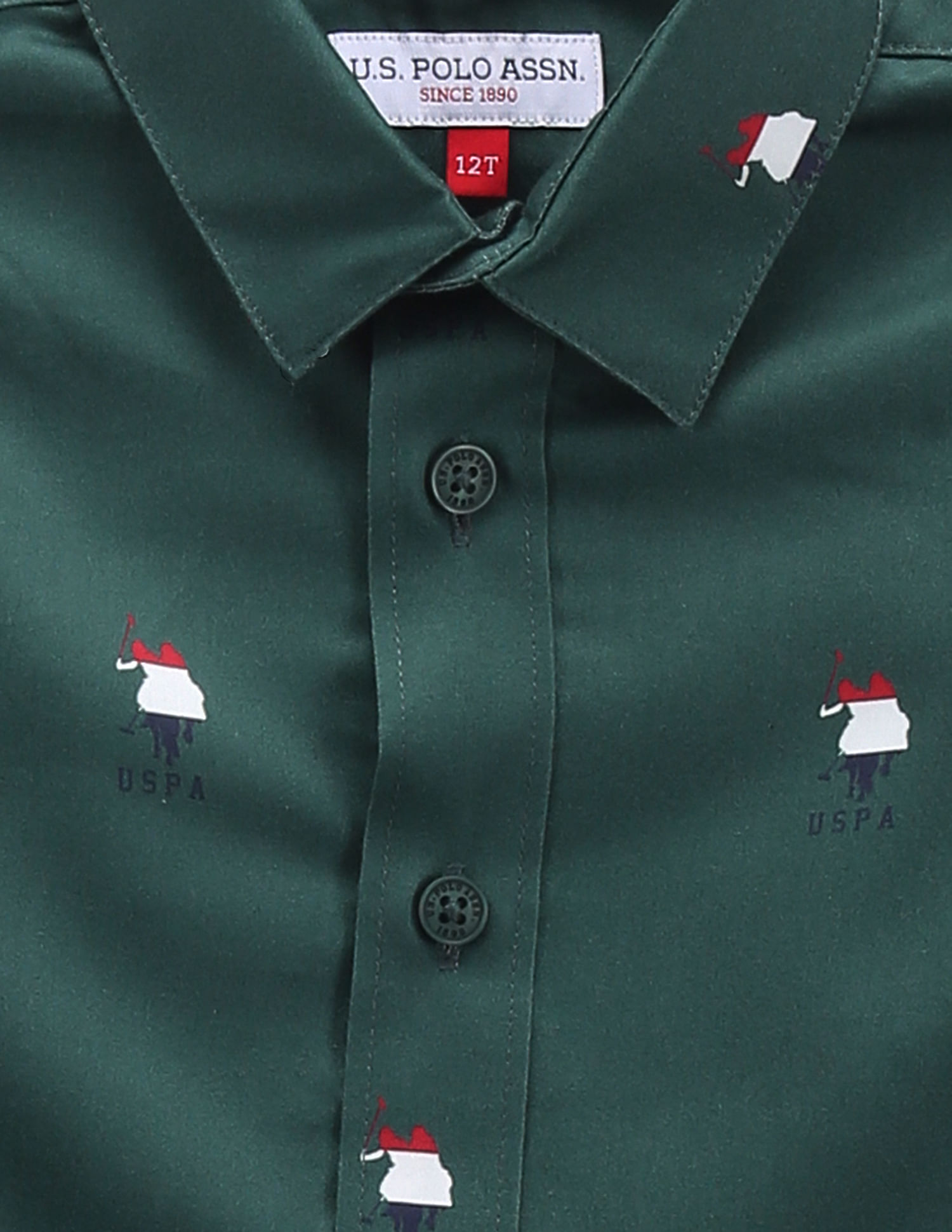 U.S. Polo Assn. Kids Boys Brand Print Cotton Shirt