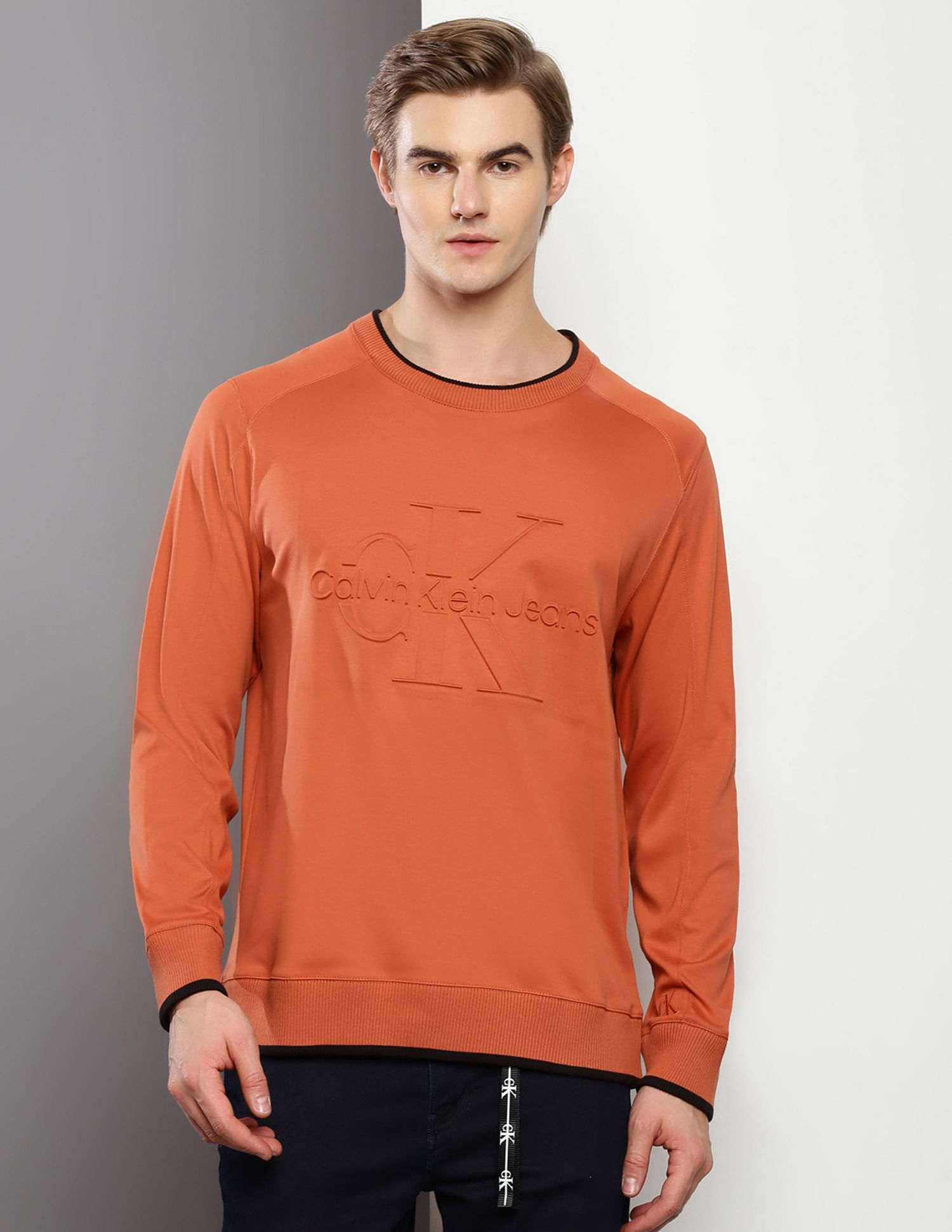 Calvin Klein Embossed Monogram Tipped Sweatshirt