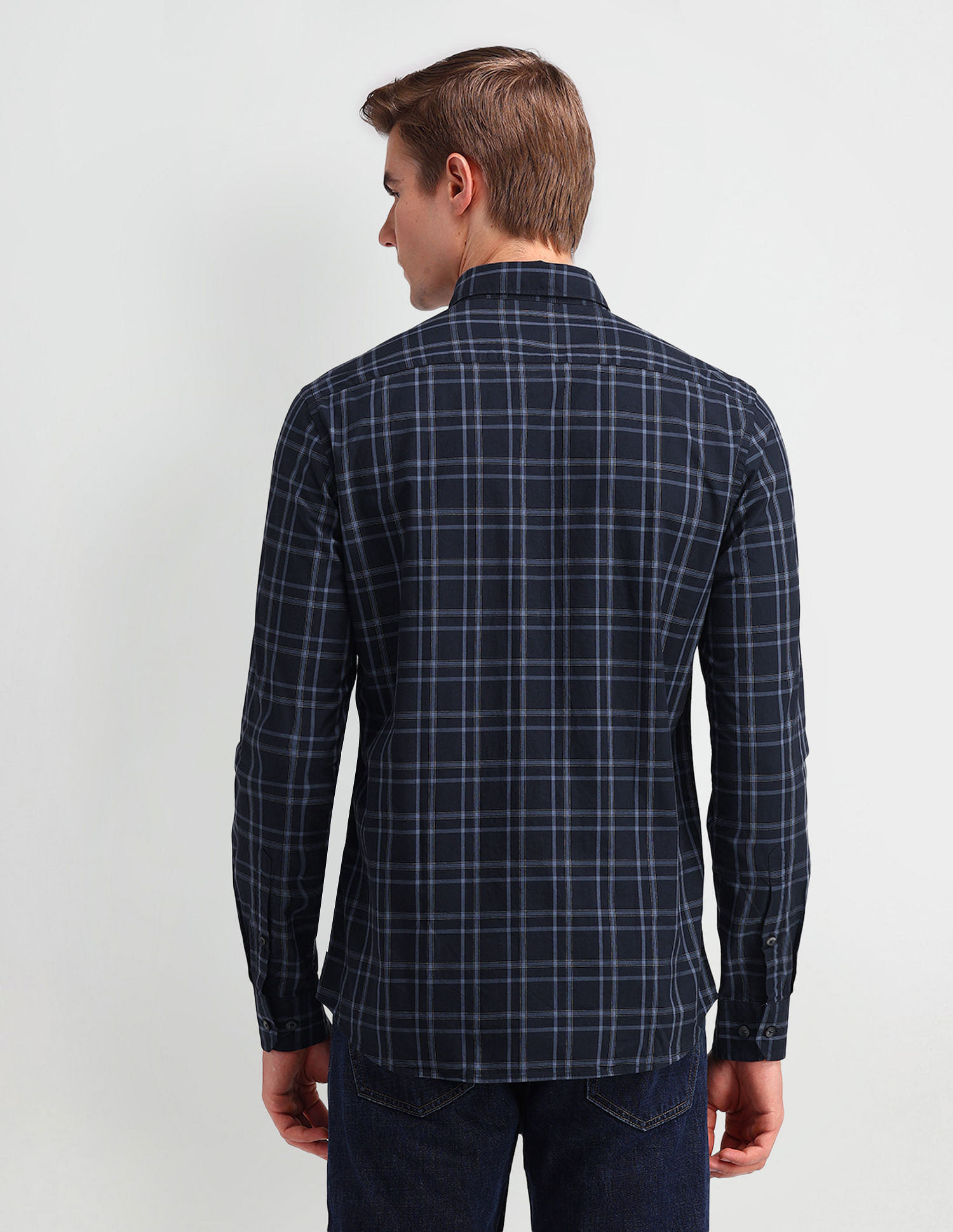 Arrow Sport Pure Cotton Grid Tattersall Checked Shirt