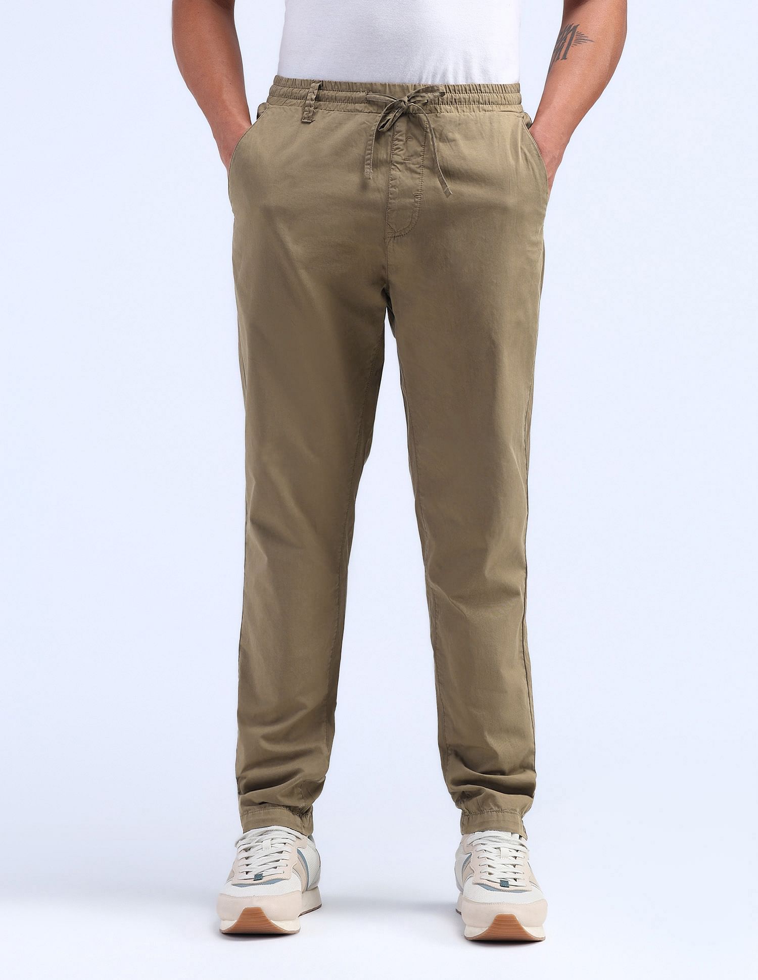 Flying Machine Relaxed Tapered Fit Solid Trousers