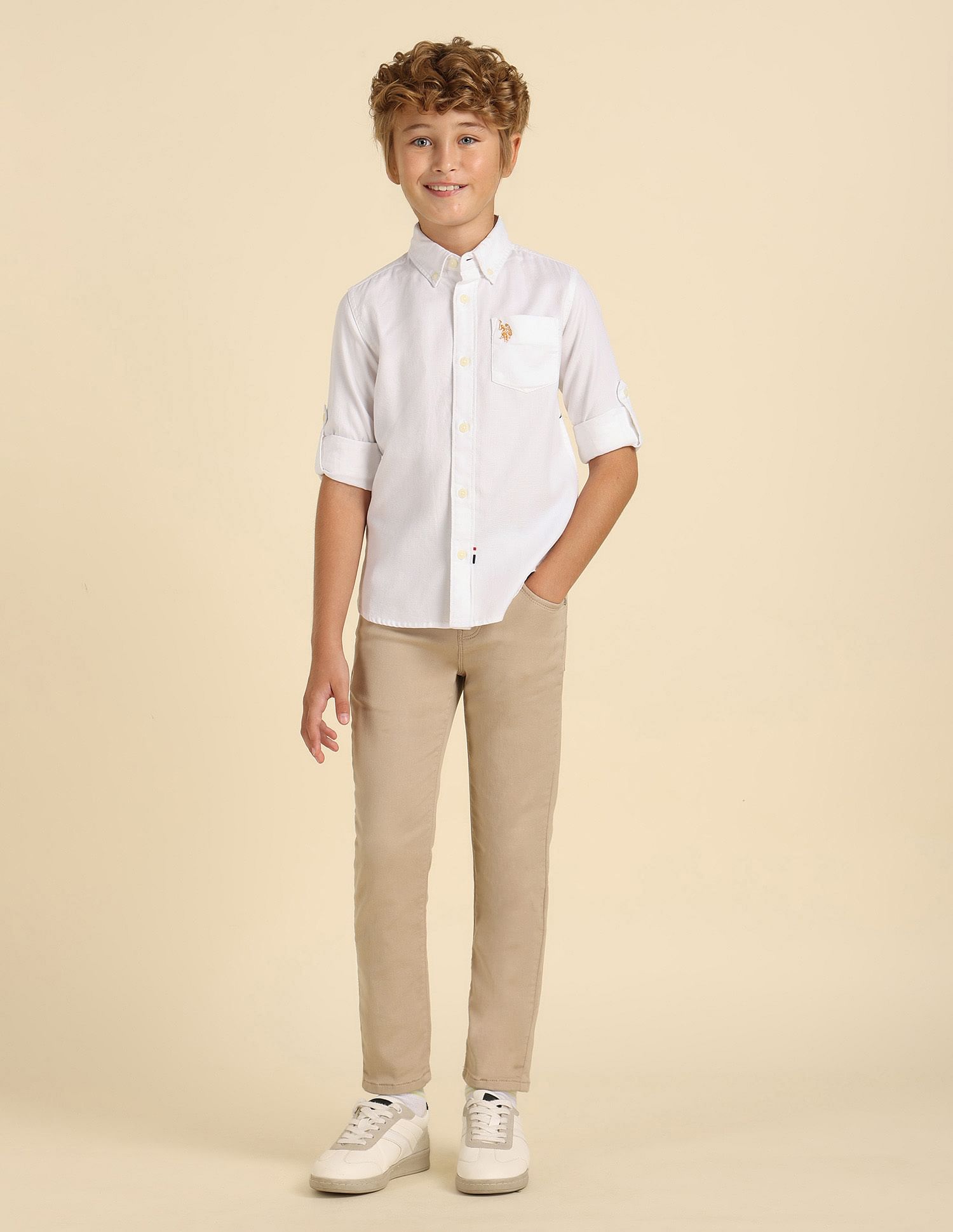 U.S. Polo Assn. Kids Boys Dobby Cotton Shirt
