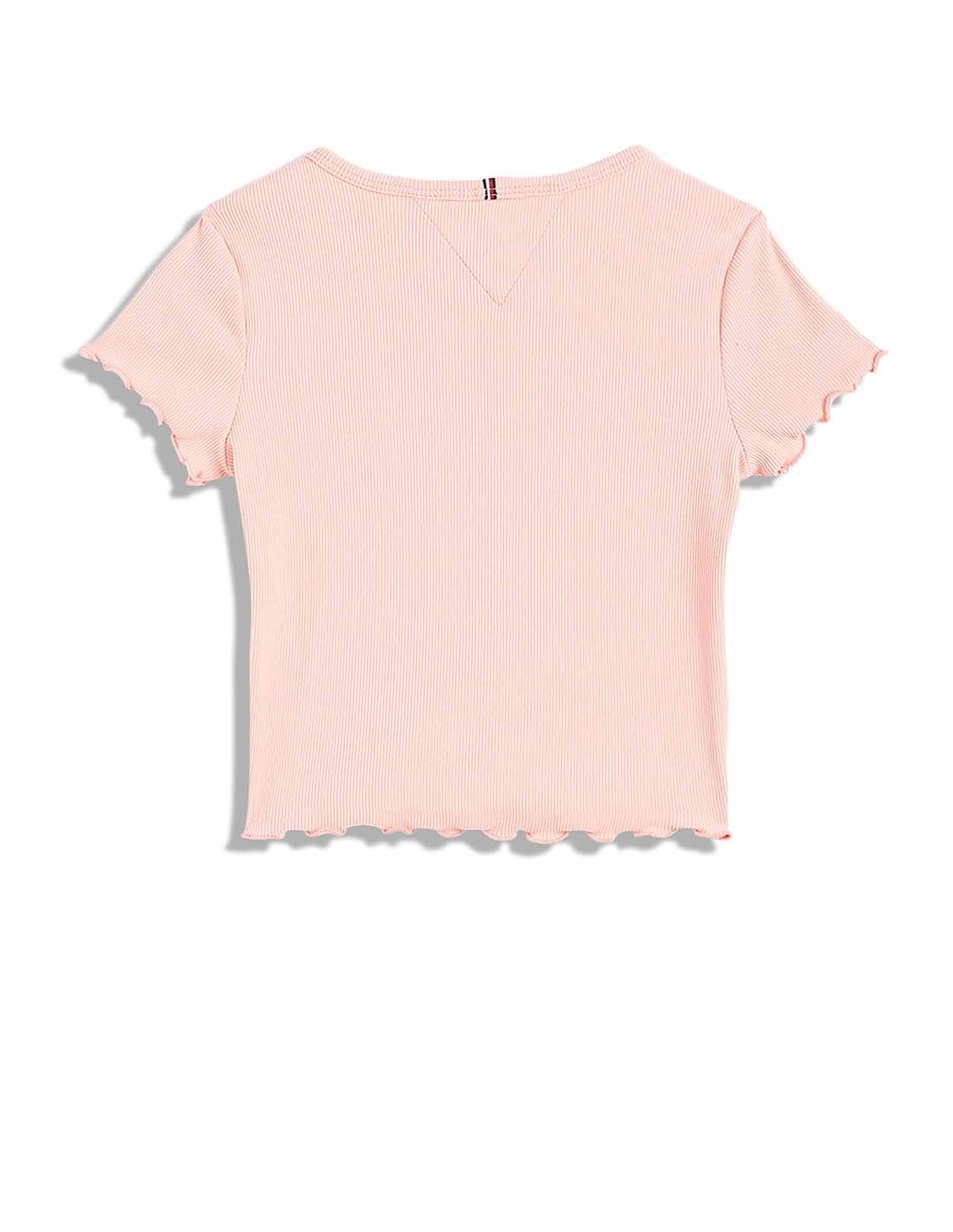 Tommy Hilfiger Kids Girls Texture Slim-Fit Cotton T-Shirt