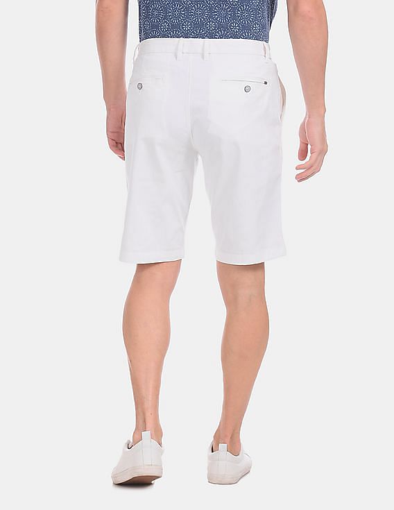 U.S. Polo Assn. White Solid Cotton Stretch Shorts