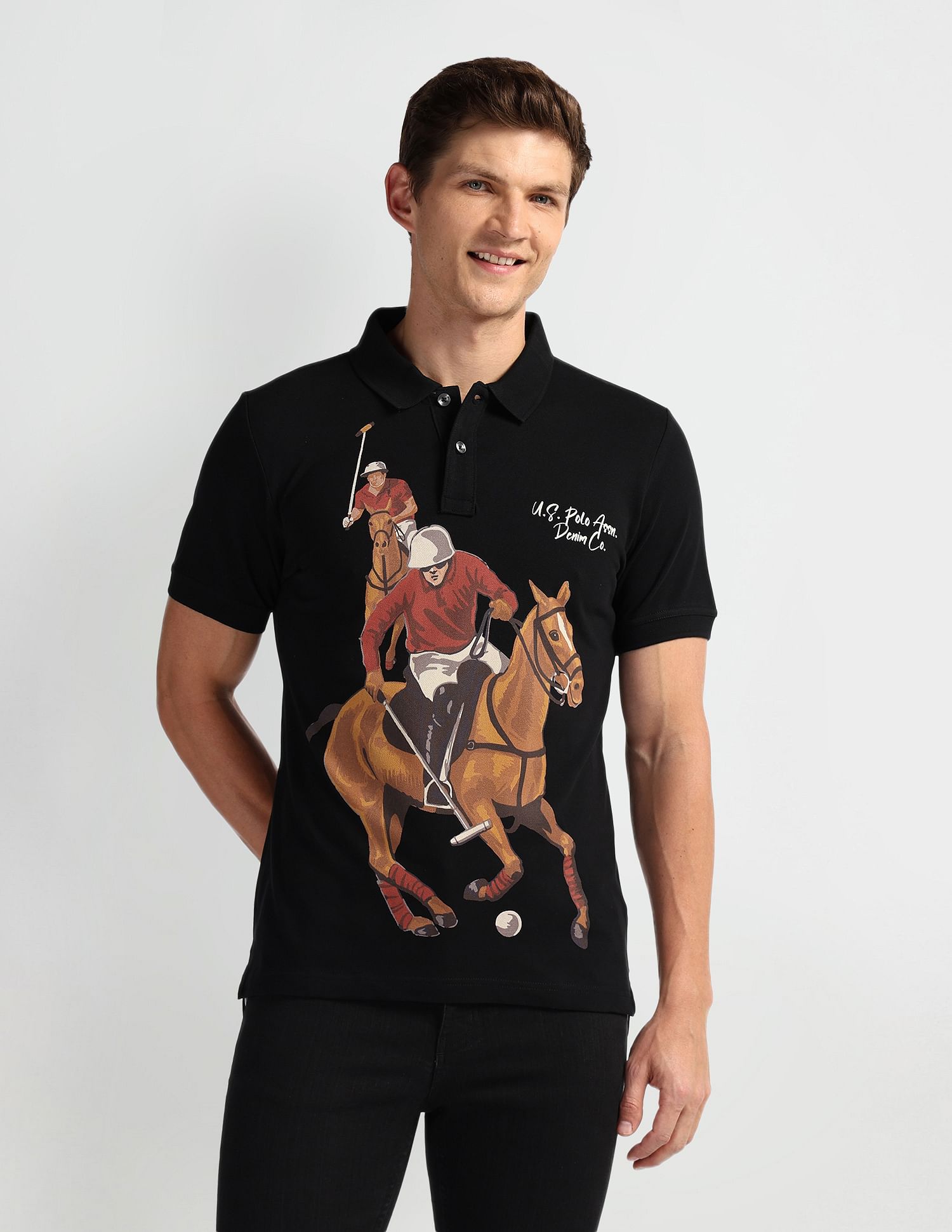 U.S. Polo Assn. Denim Co. Graphic Print Muscle Fit Polo Shirt
