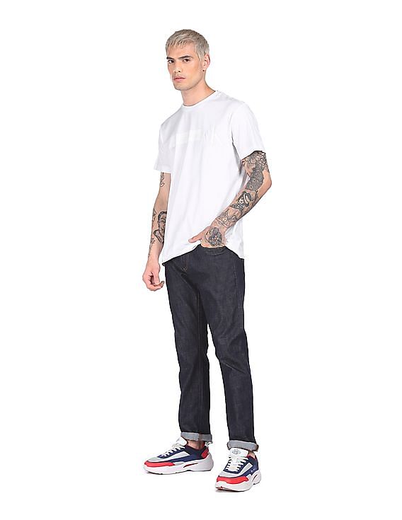 Calvin Klein Men White Crew Neck Brand Print T-Shirt