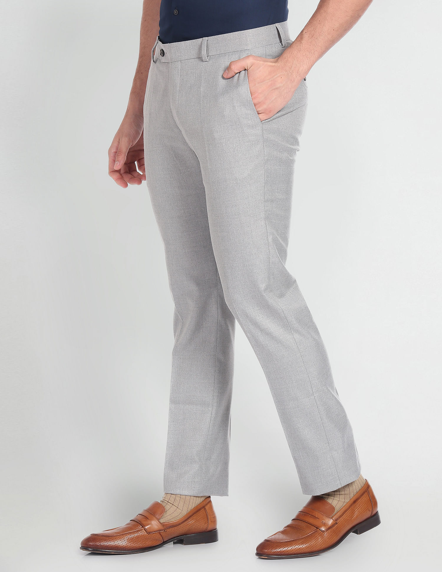 Buy Arrow Elasticated Waist Mid Rise Trousers - NNNOW.com