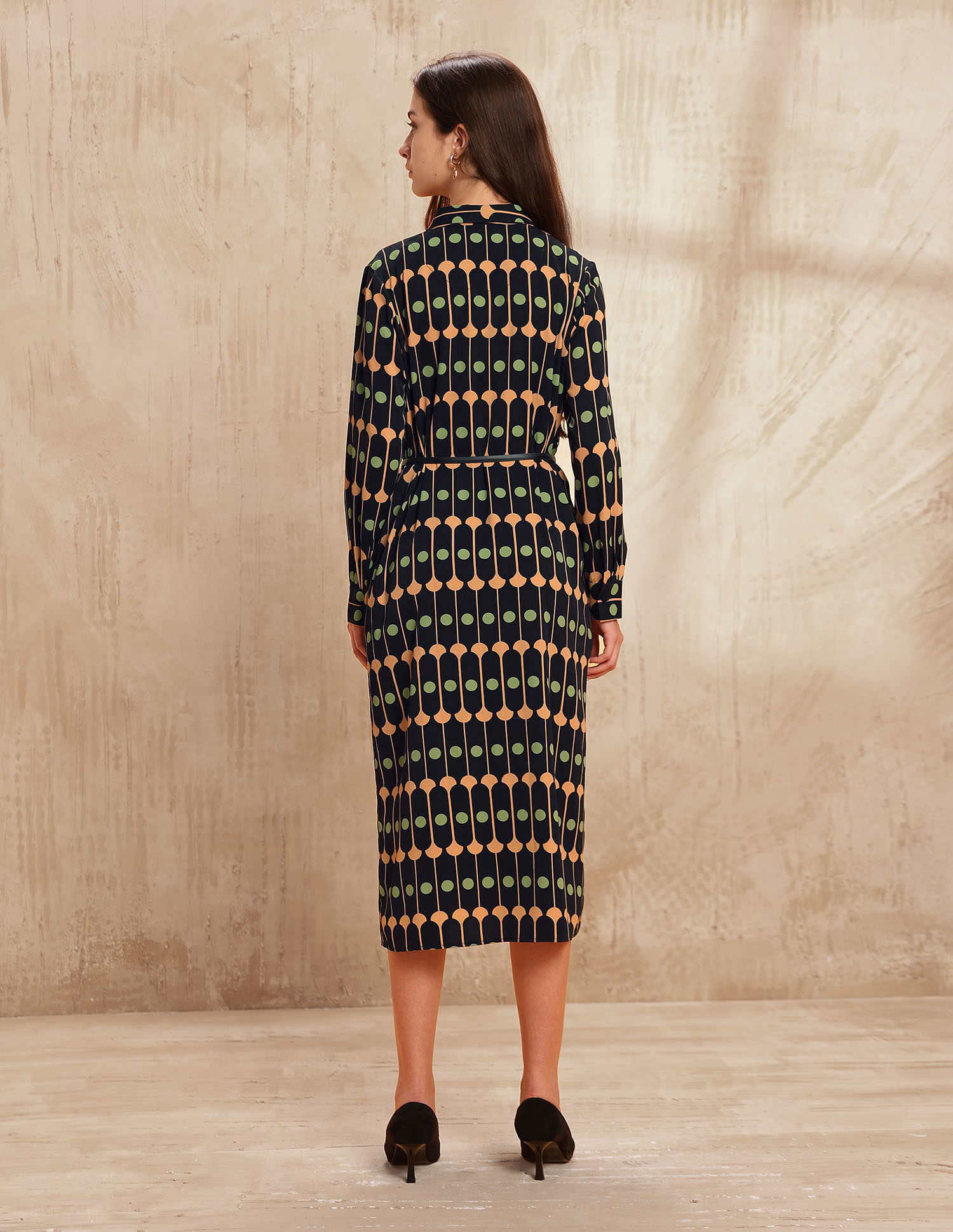 U.S. Polo Assn. Women Geometric Printed Midi Shirt Dress