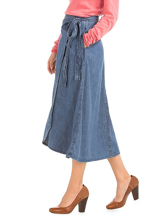 Buy GAP Women Women Blue 1969 Denim Wrap Skirt NNNOW