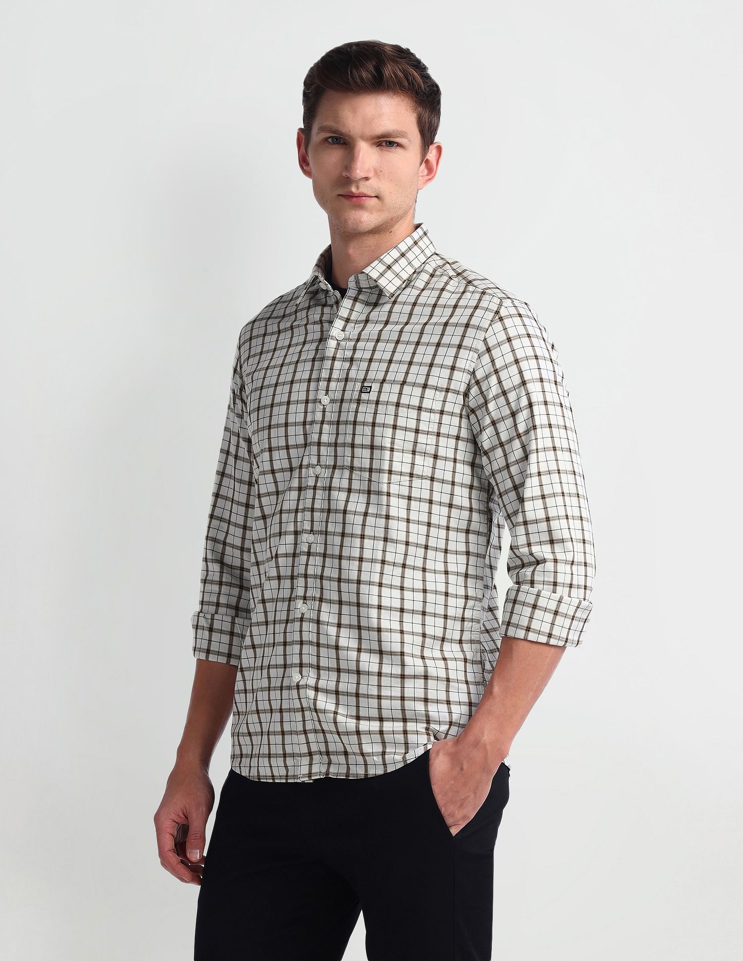 Arrow Sport Tartan Checked Manhattan Slim Shirt