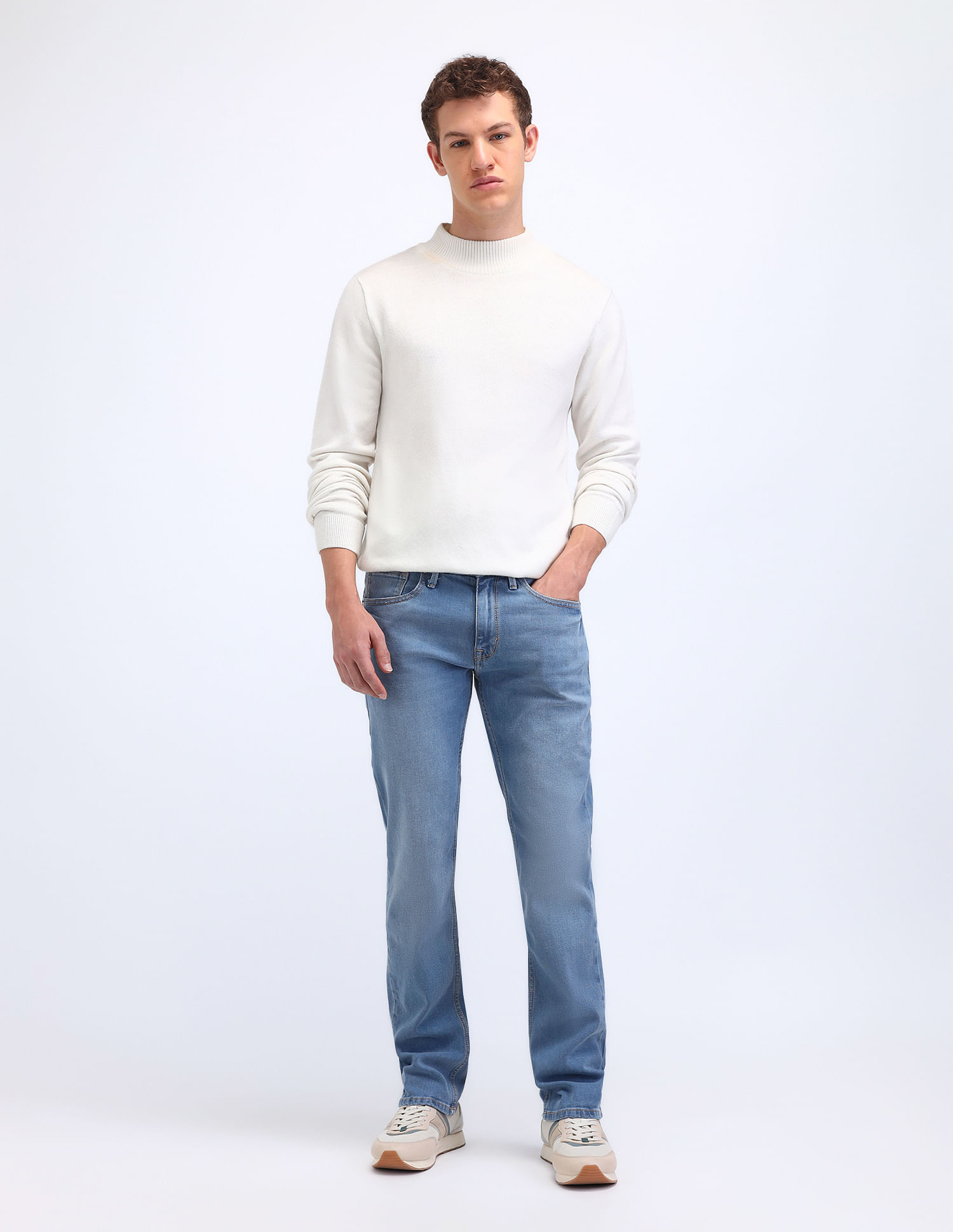 Flying Machine Freddie Slim Straight Mid Rise Jeans