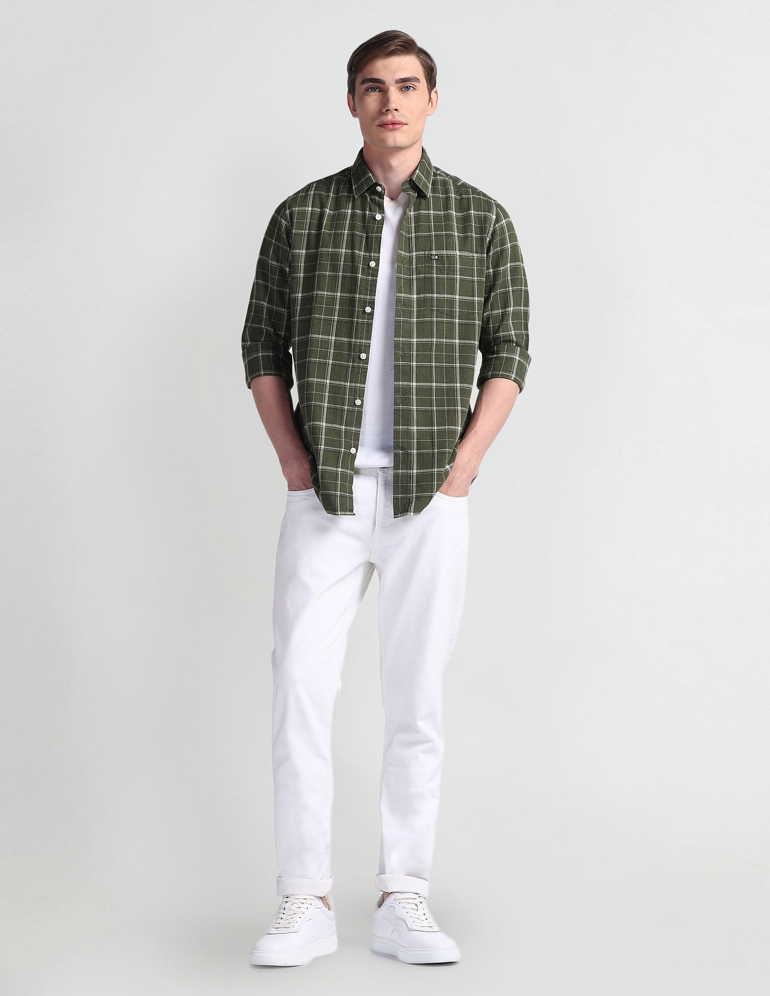 Arrow Sport Tartan Check Herringbone Shirt