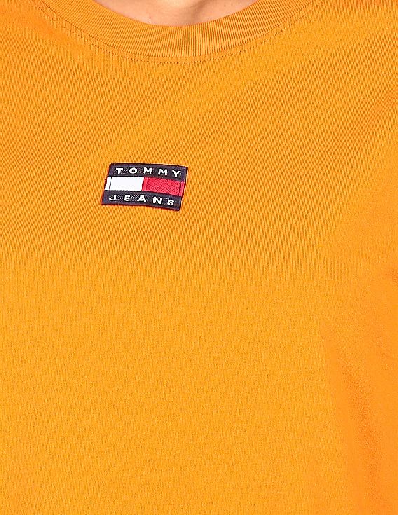 Buy Tommy Hilfiger Women Orange Round Neck Brand Flag T-Shirt 