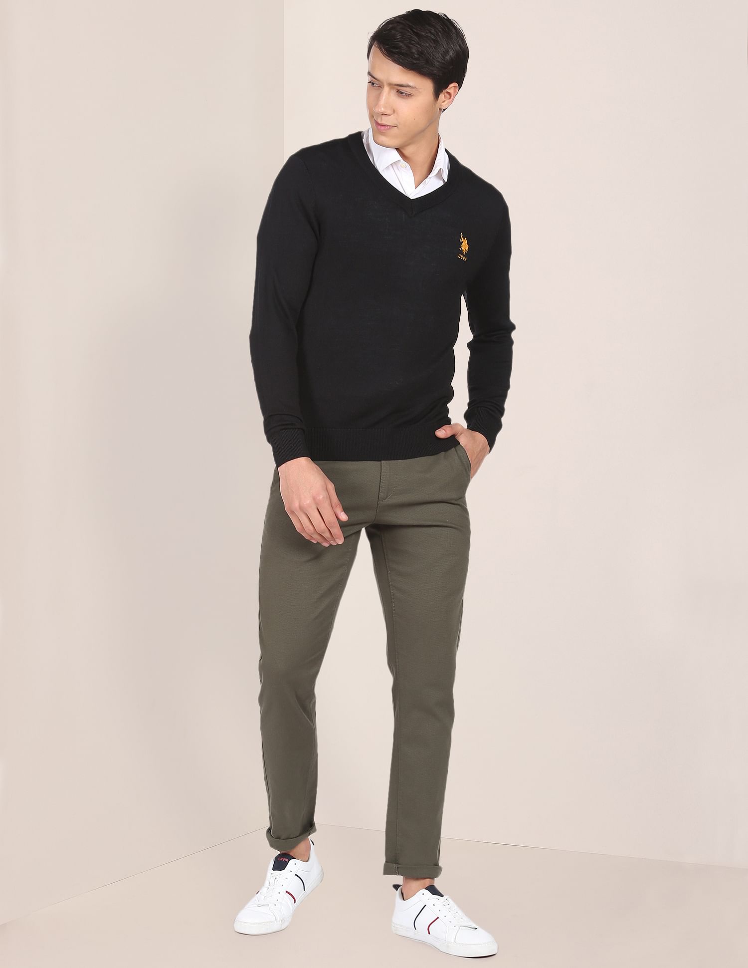 U.S. Polo Assn. V-Neck Acrylic Sweater