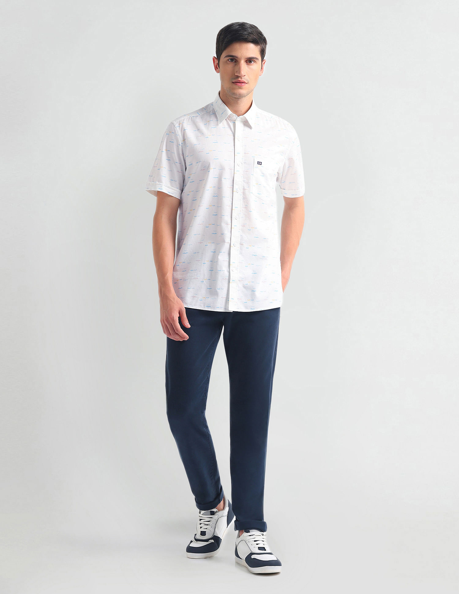 Arrow Sports Abstract Print Slim Shirt