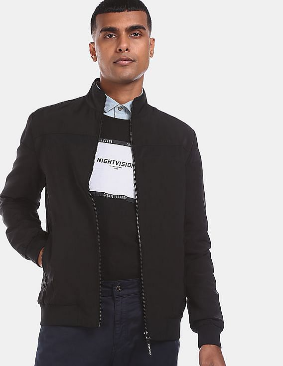 black solid casual jacket