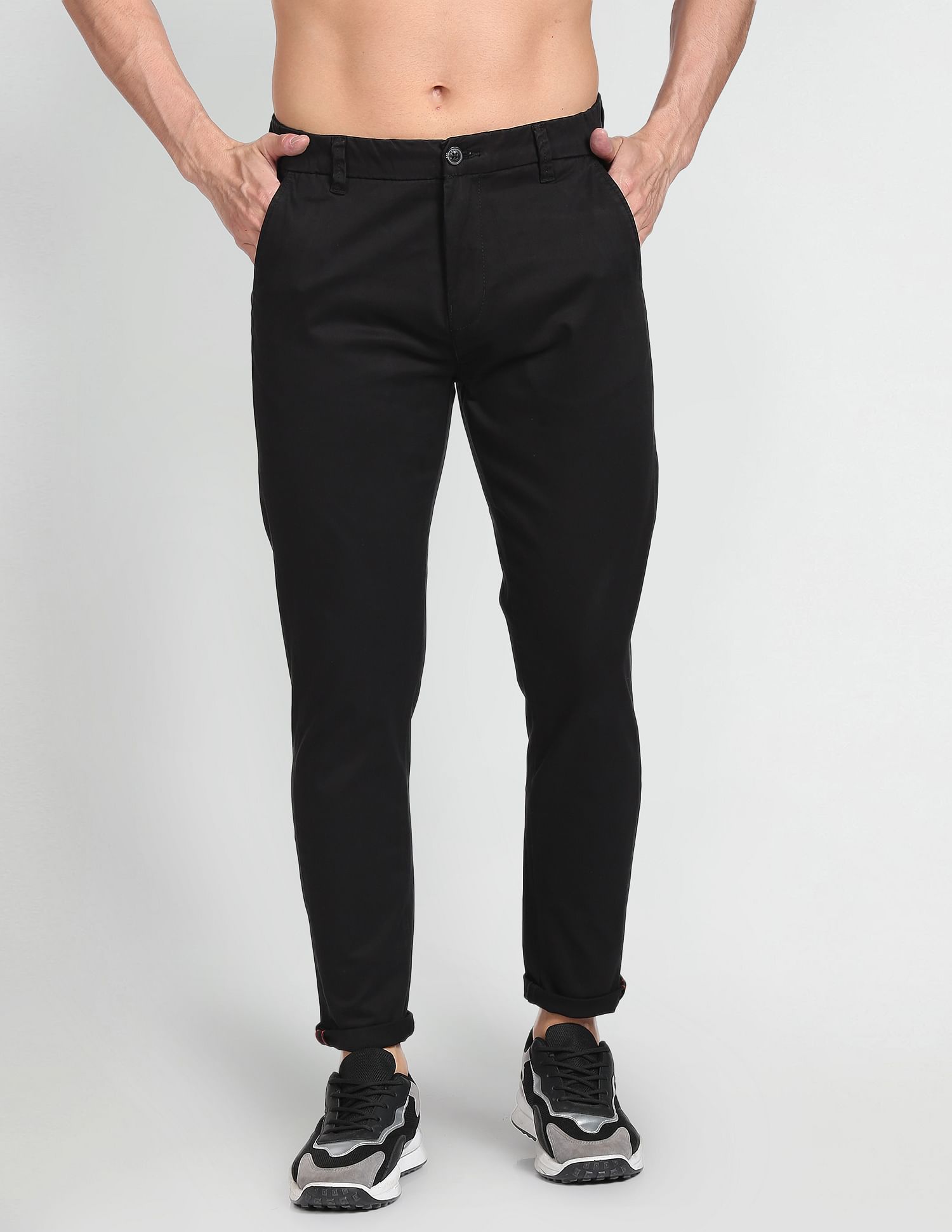 Flying Machine Mid Rise Slim Tapered Trousers