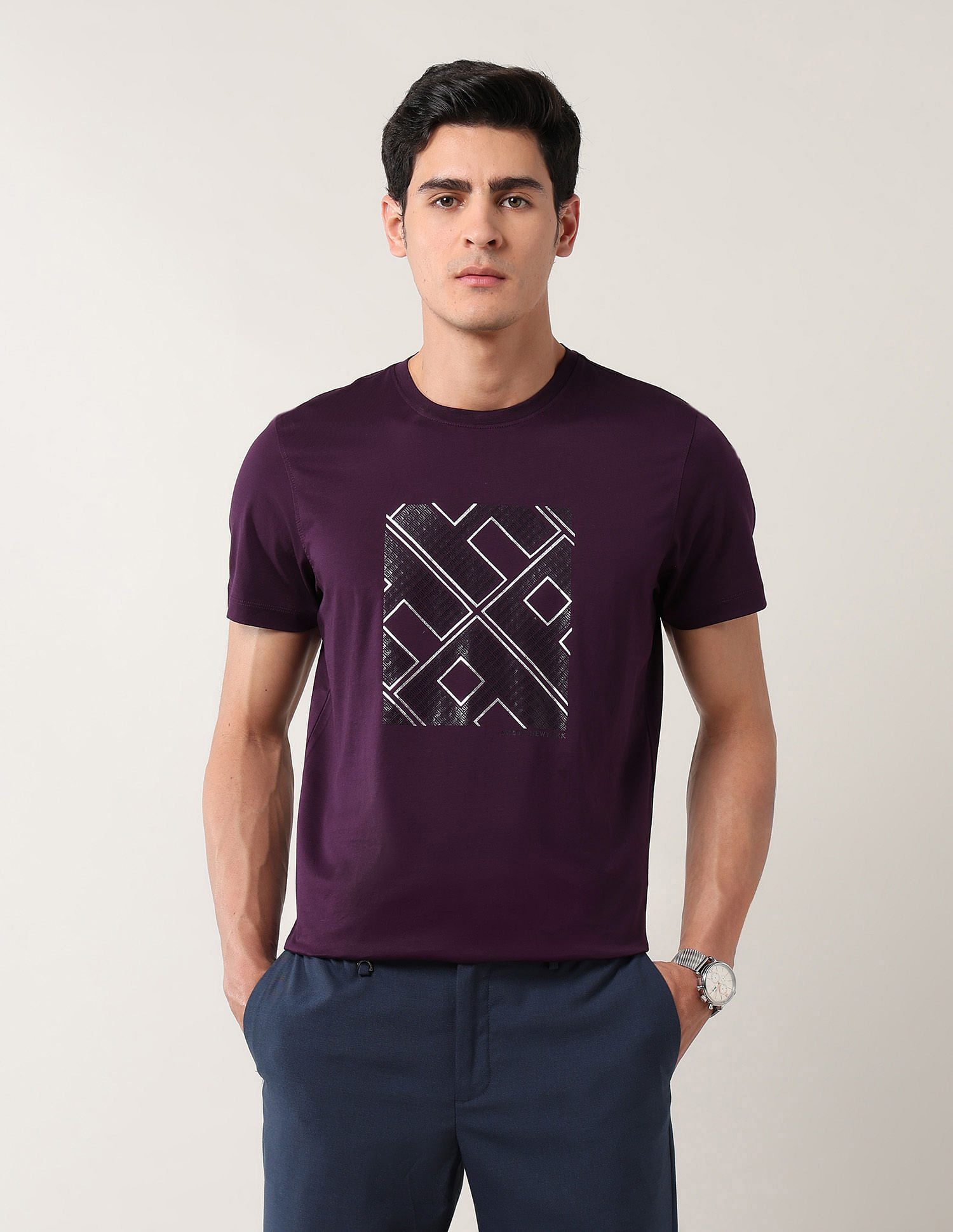 Arrow Newyork Graphic Printed Night Is Young T-Shirt
