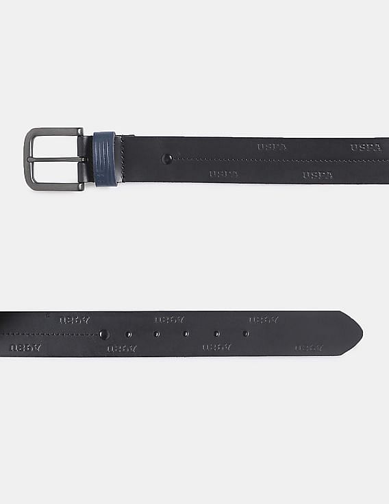 U.S. Polo Assn. Black Debossed Branding Leather Belt