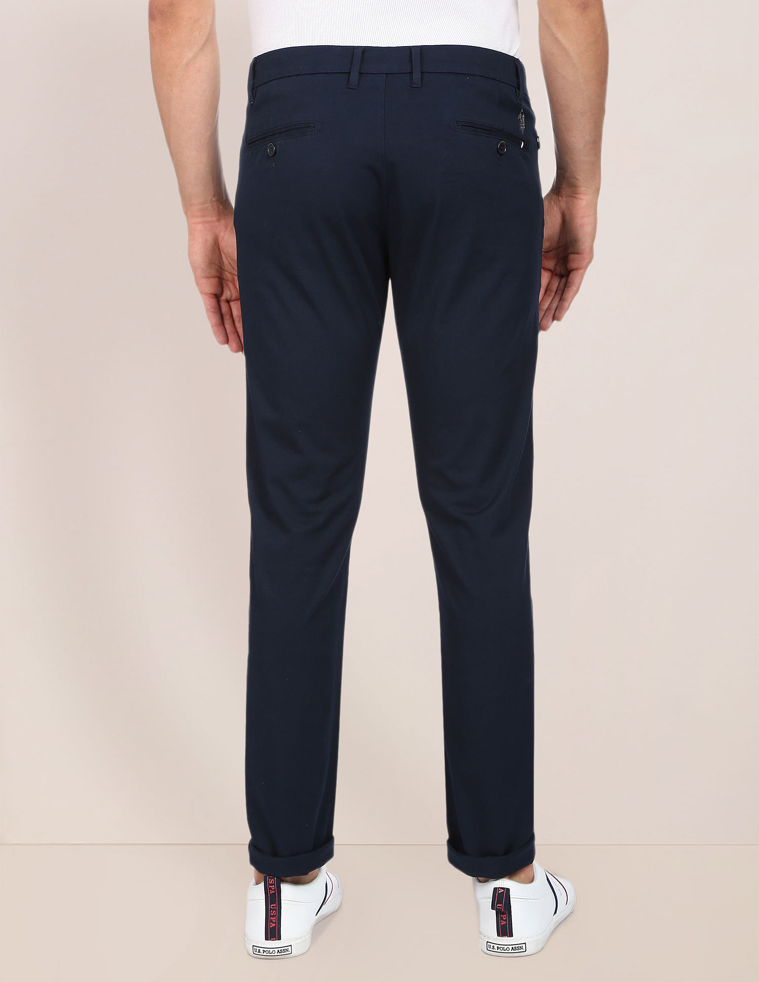 U.S. Polo Assn. Solid Austin Trim Fit Casual Trousers