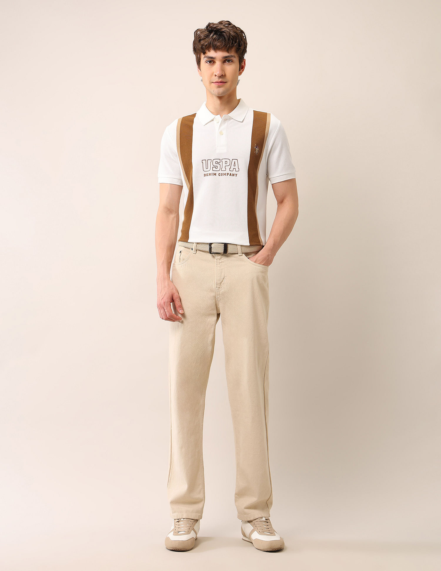 U.S. Polo Assn. Denim Co. Colourblocked Pure Cotton Polo Shirt