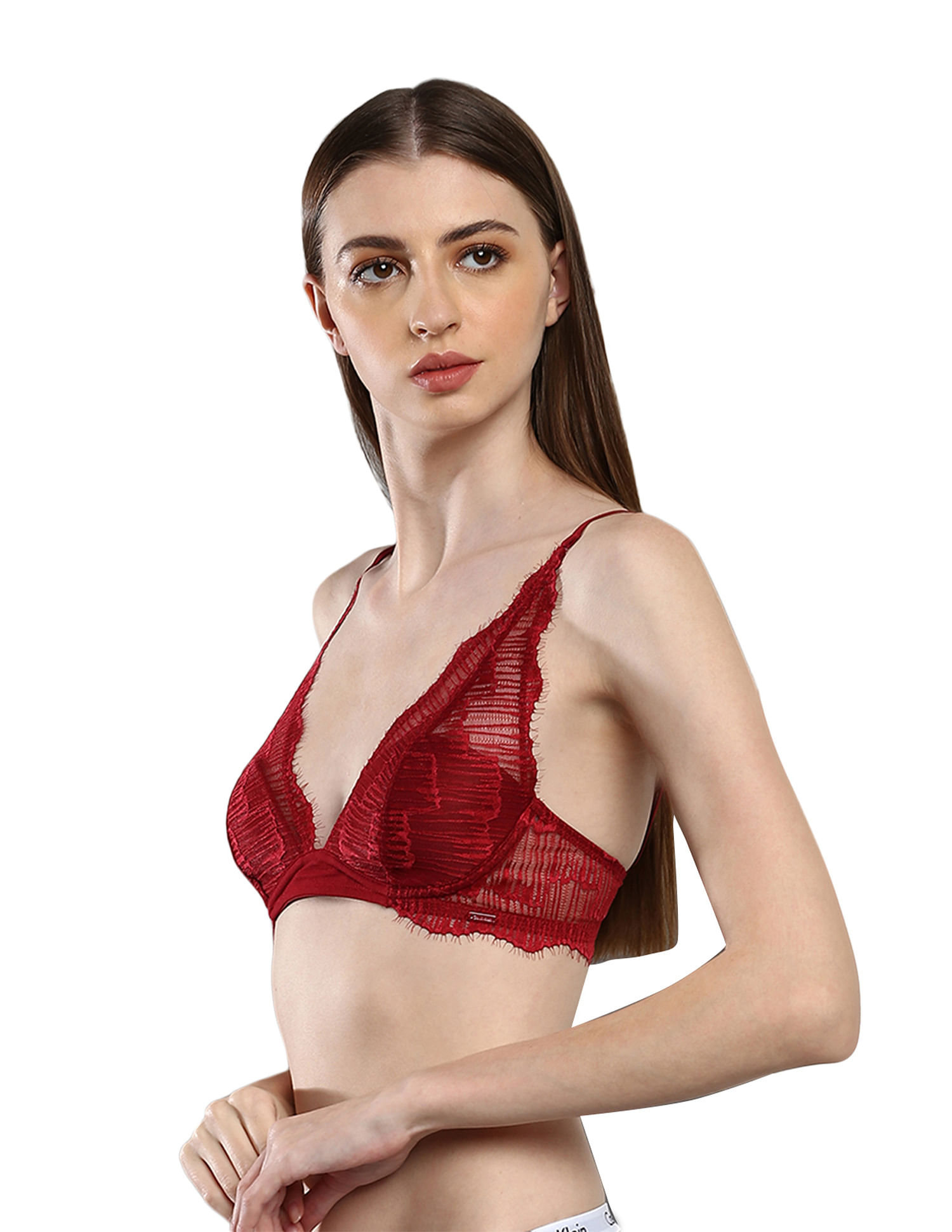 Buy Calvin Klein Underwear Women Red Lightly Padded Lace Bra 