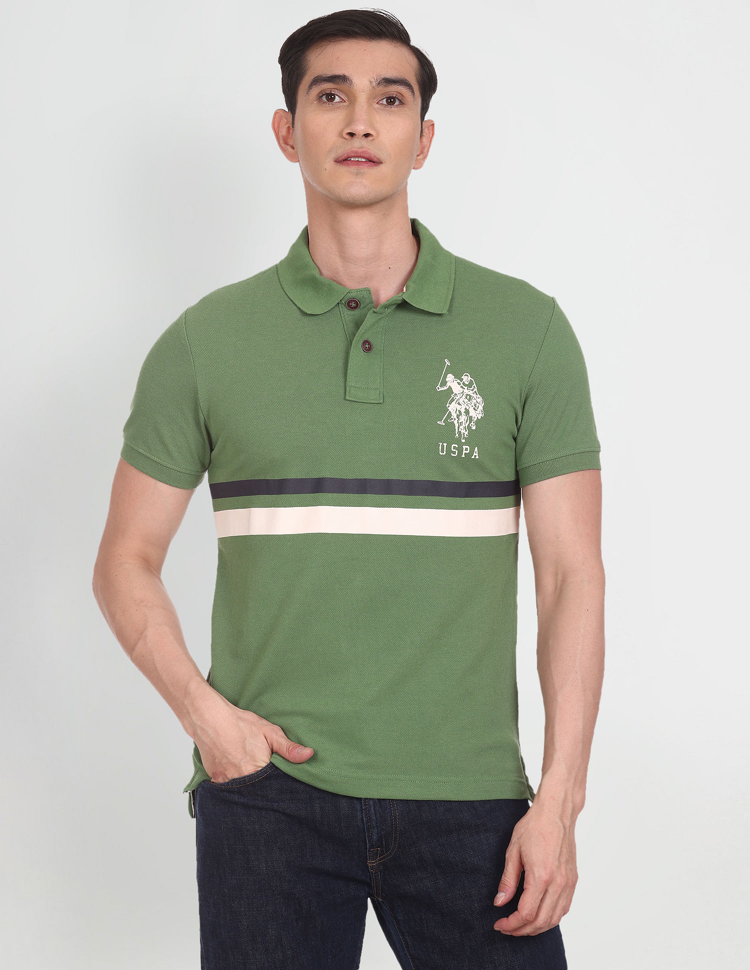 U.S. Polo Assn. Denim Co. Contrast Stripe Pique Polo Shirt