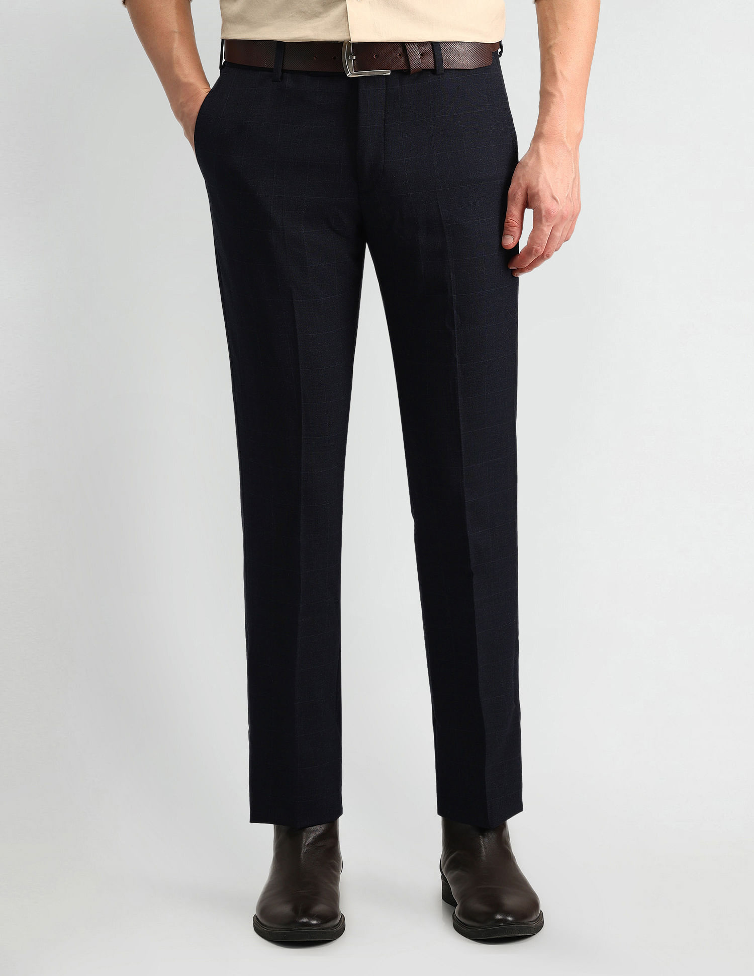 Arrow Slim Fit Solid Trousers