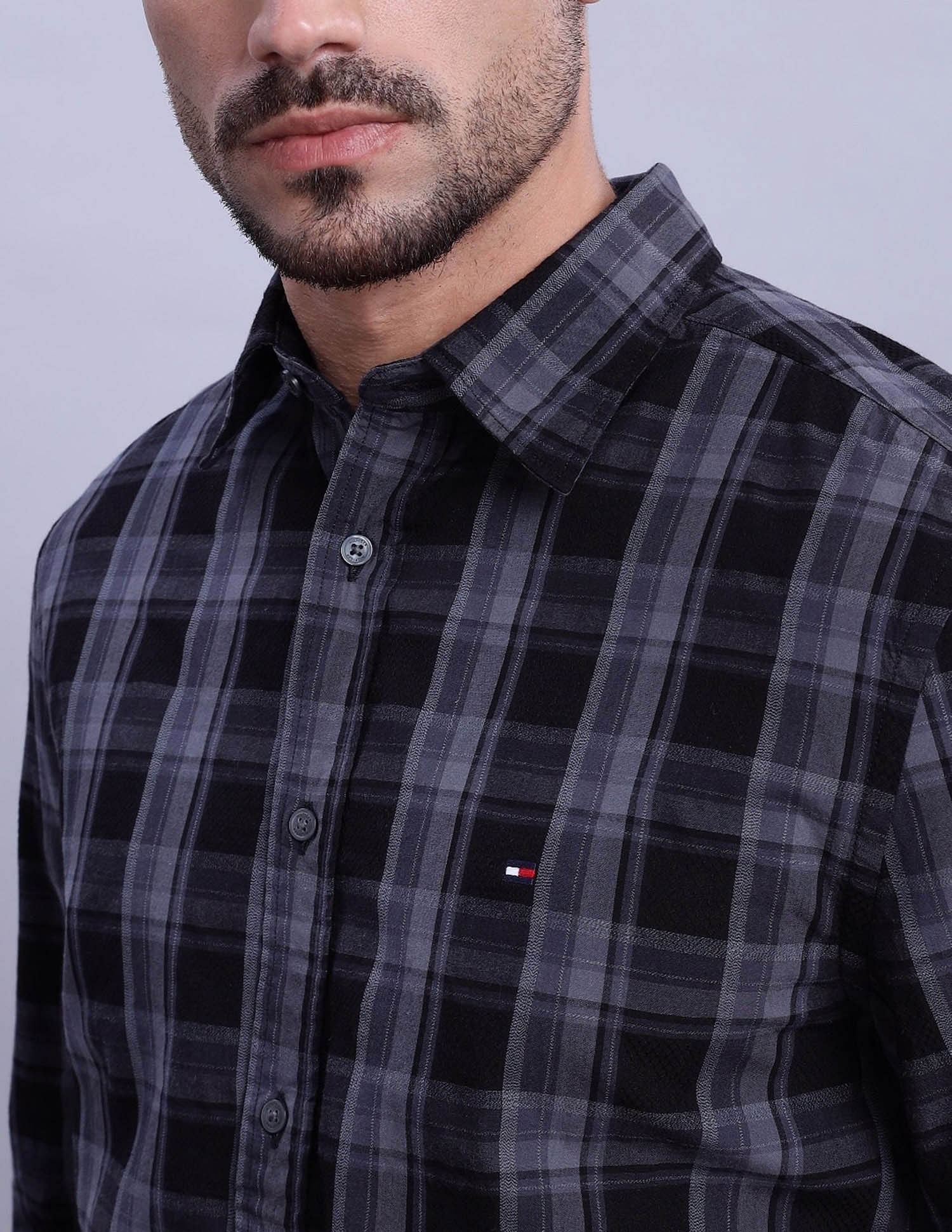 Tommy Hilfiger Checked Regular Fit Plain Woven Shirt