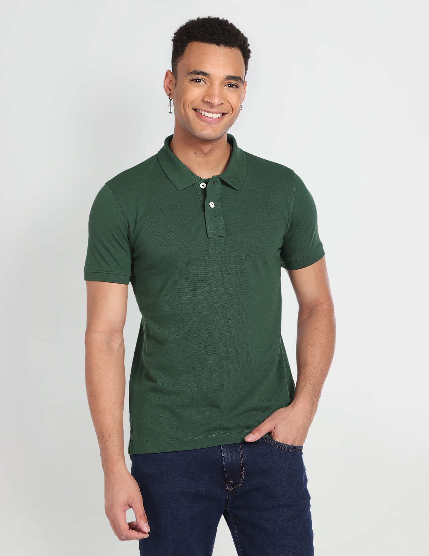 Flying Machine Short Sleeve Solid Polo Shirt