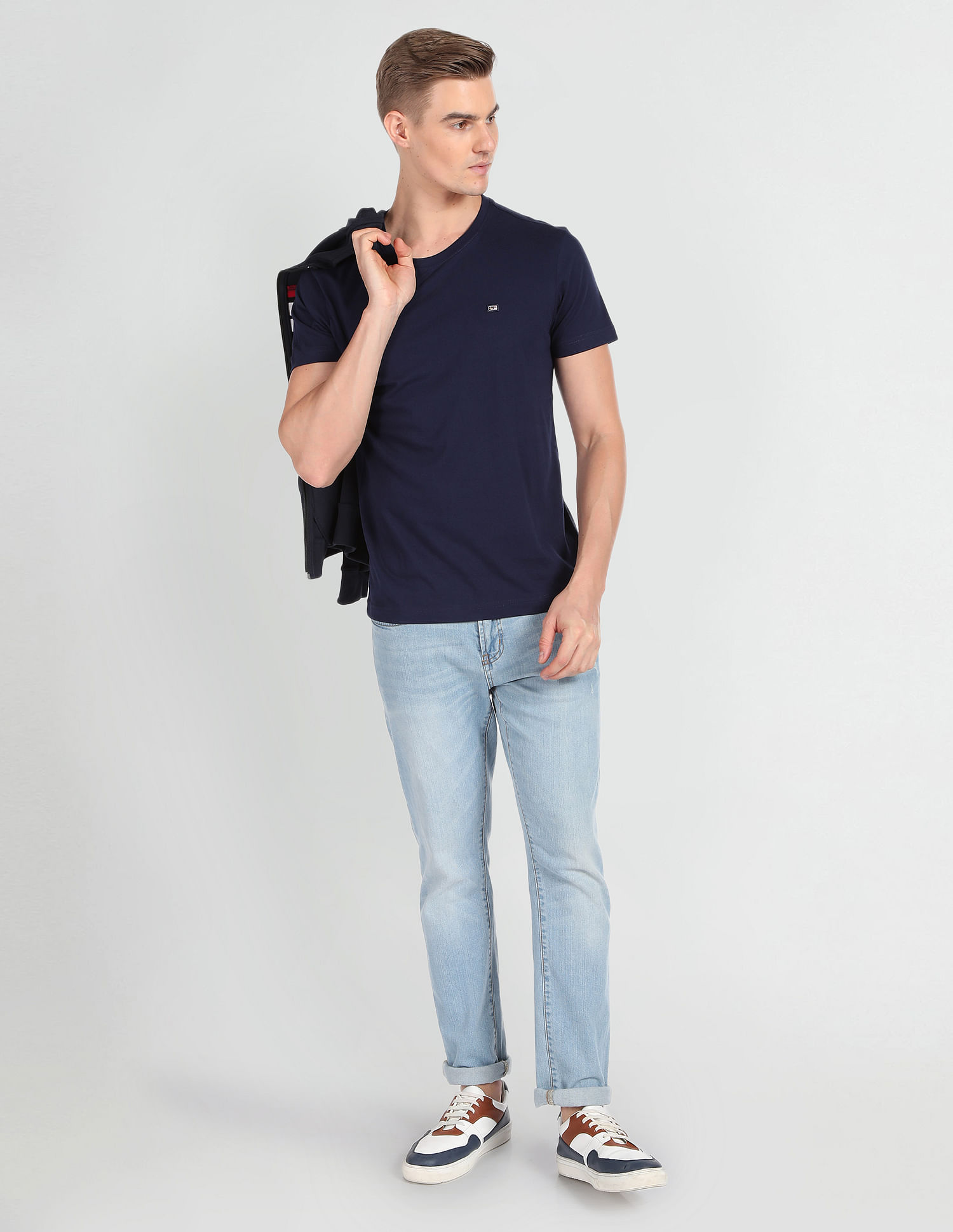 Arrow Sports Crew Neck Solid T-Shirt