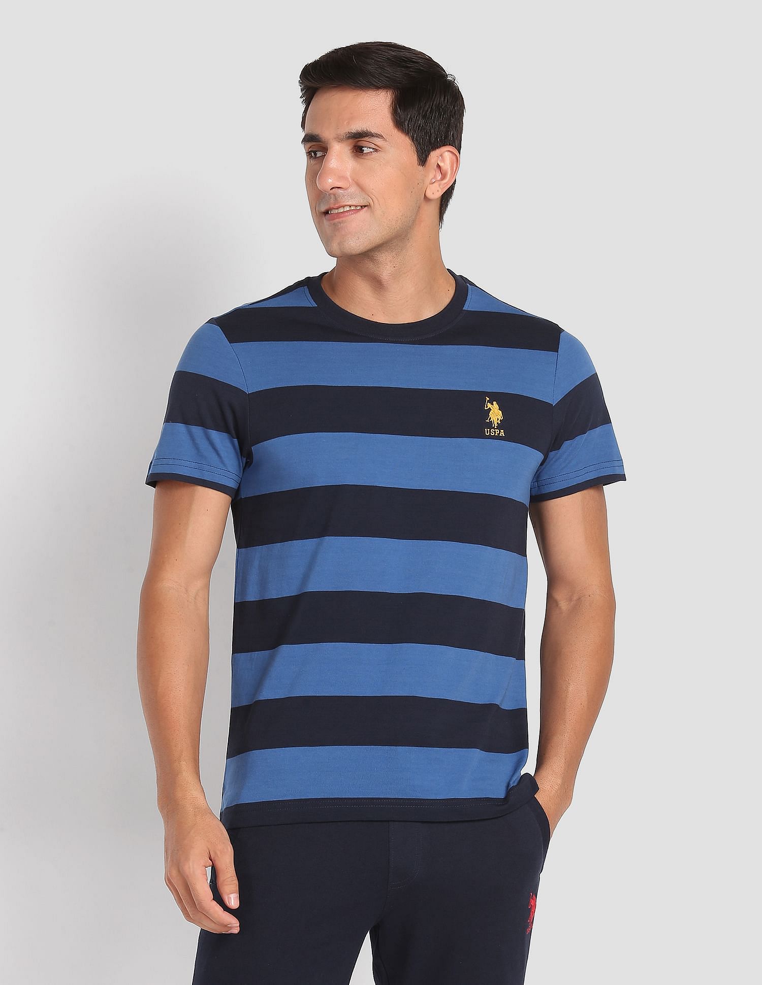 Buy USPA Innerwear Crew Neck Striped I688 Lounge T-Shirt - Pack