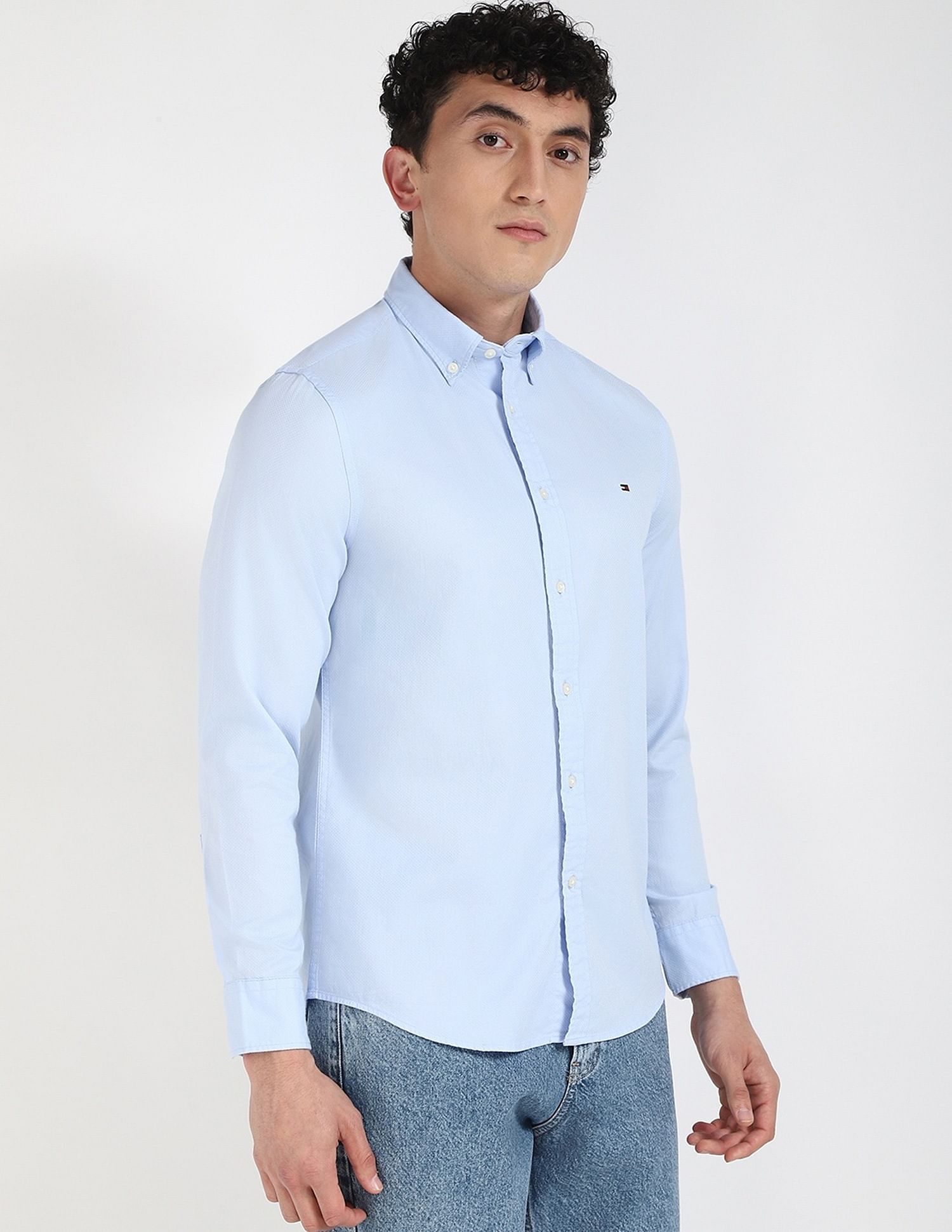 Tommy Hilfiger Solid Slim-Fit Dobby Woven Shirt