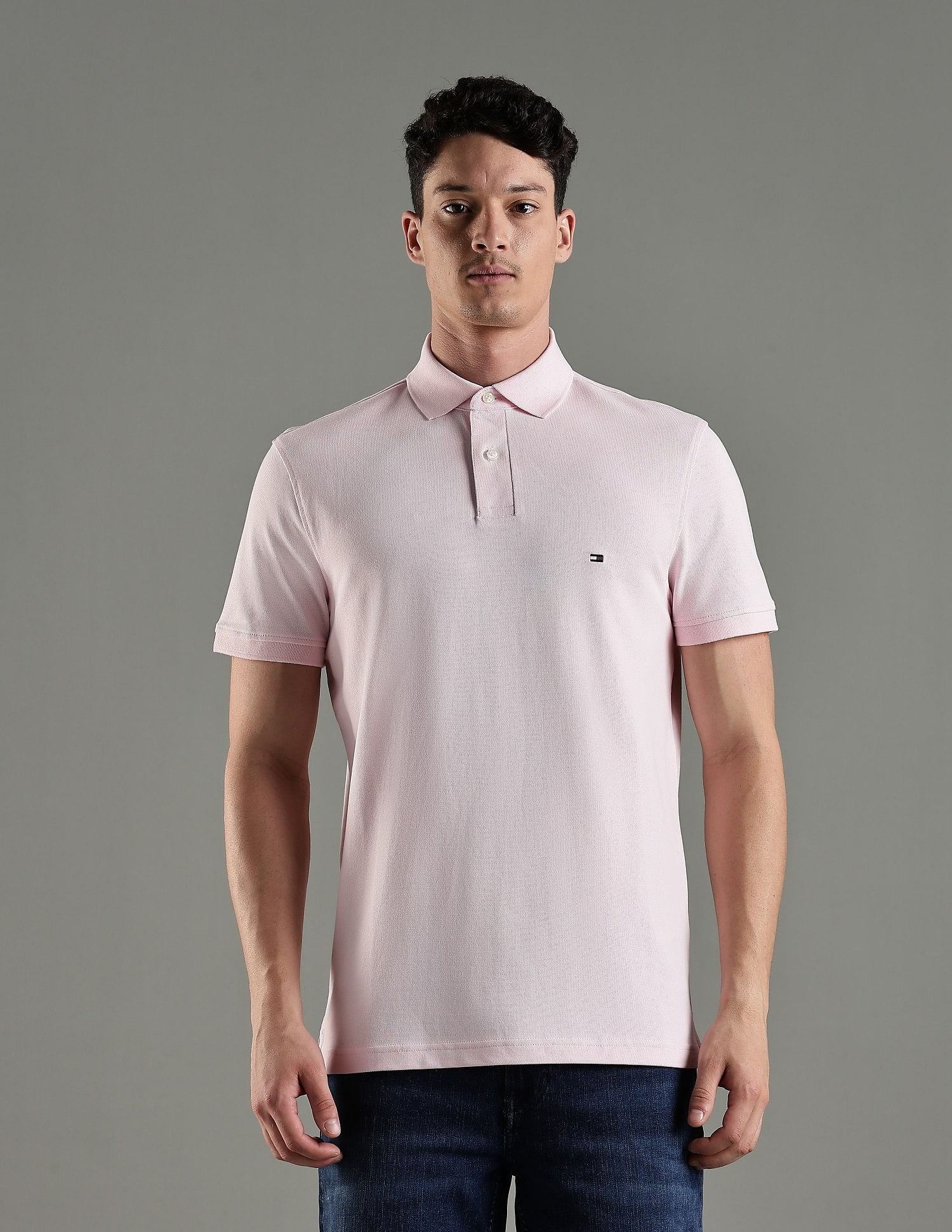 Tommy Hilfiger Solid Regular Fit Cotton Polo T-Shirt
