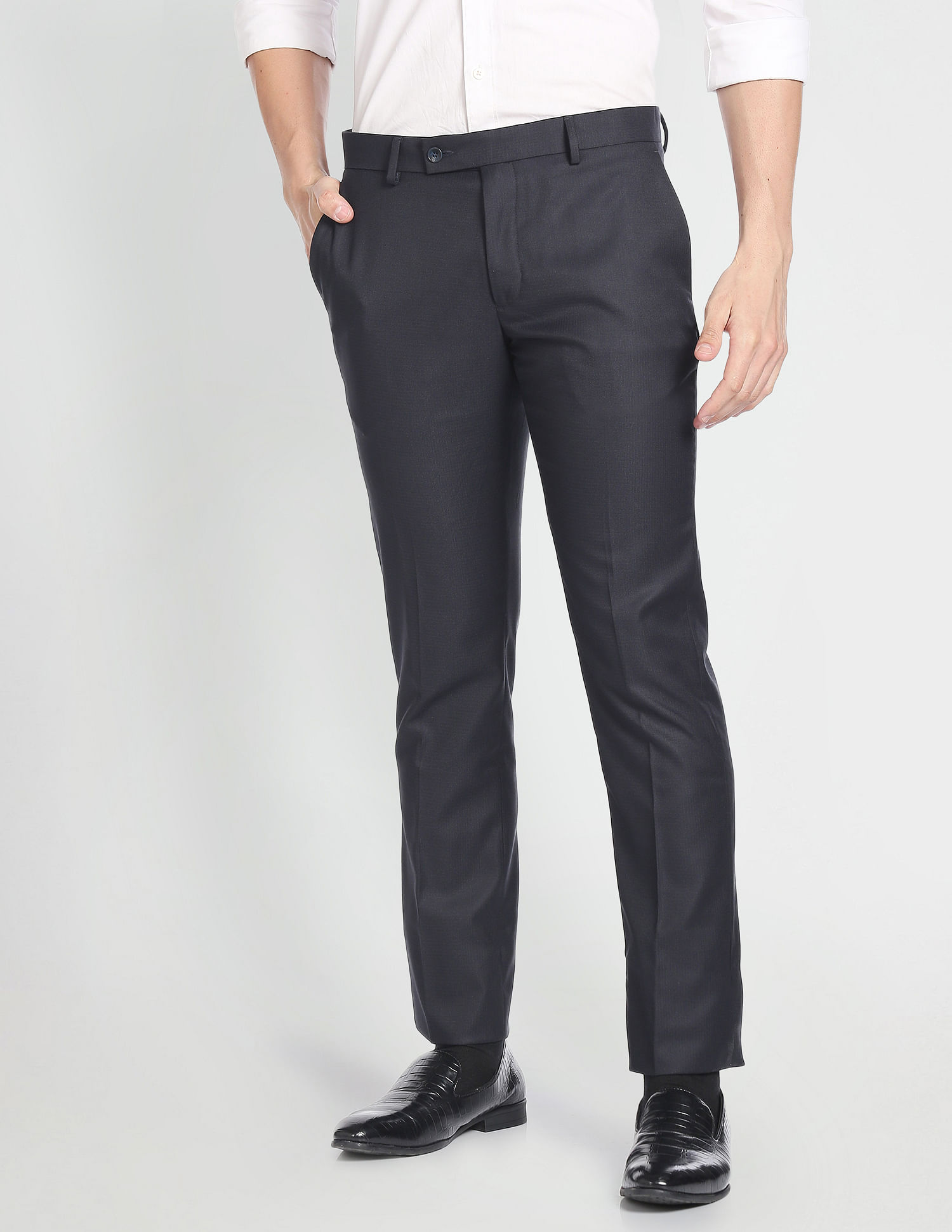 Buy Pink Mid Rise Slim Fit Trousers Online In India.