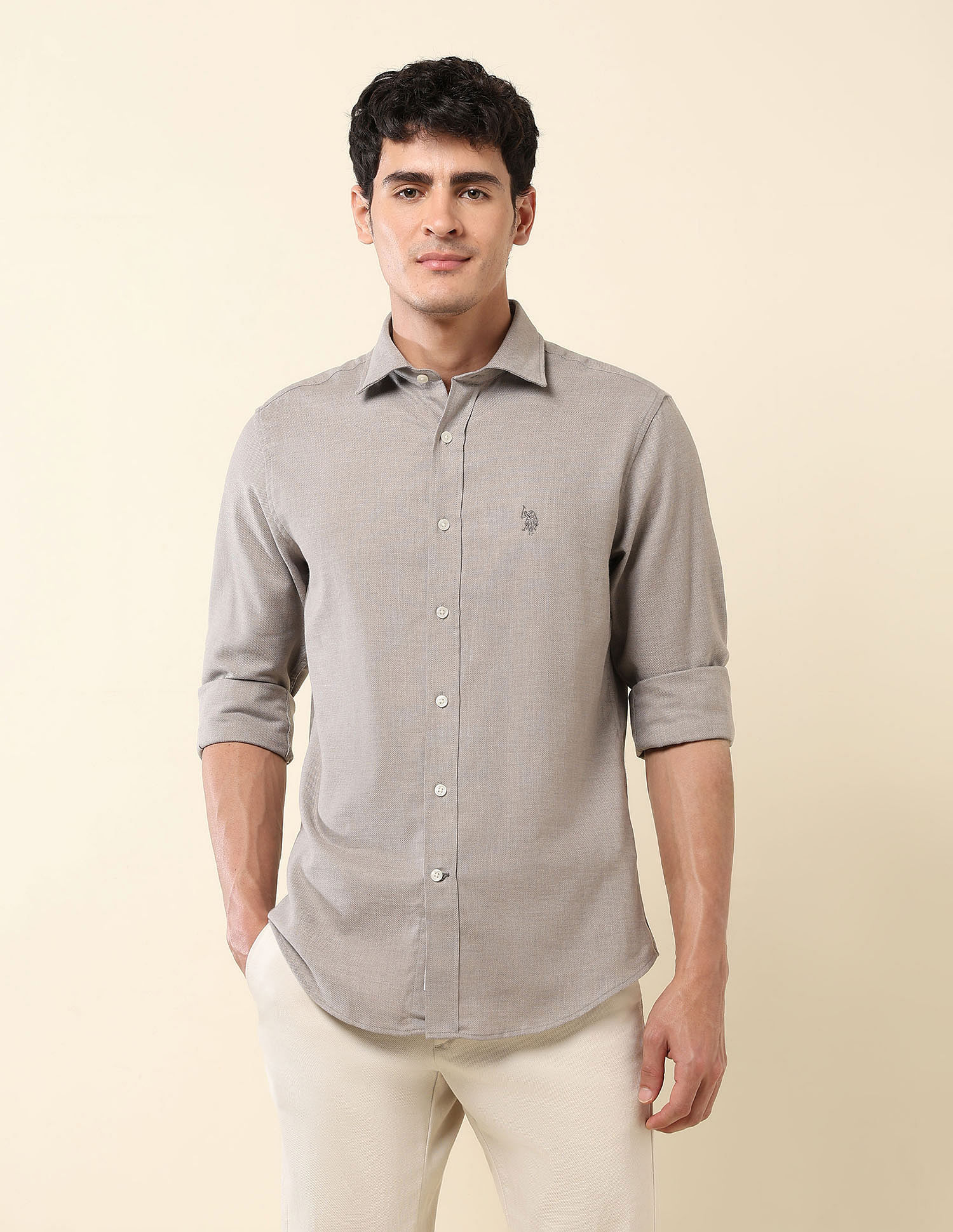 U.S. Polo Assn. Tailored Fit Pure Cotton Dobby Shirt