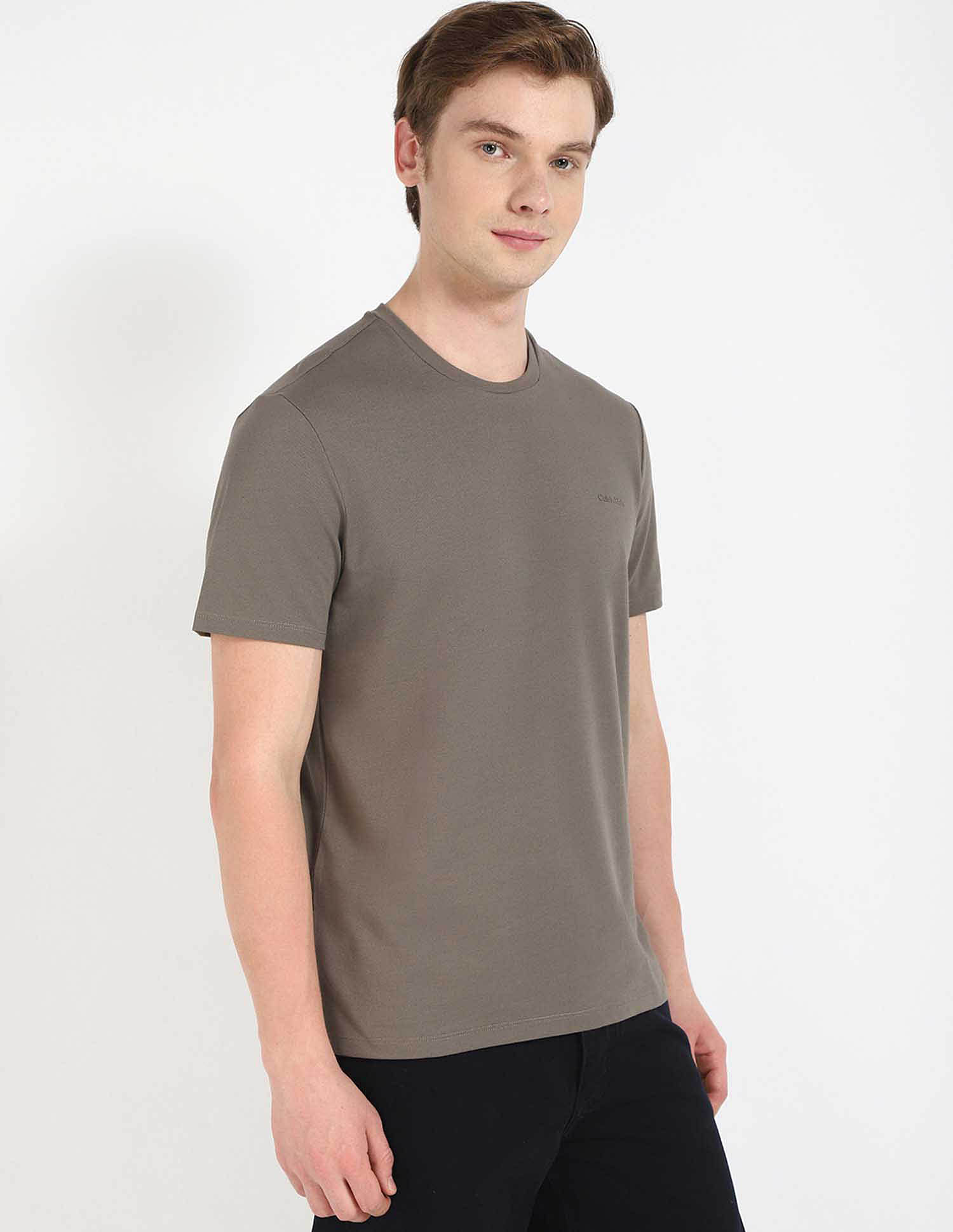 Calvin Klein Jeans Earthy Brown Solid T-Shirt