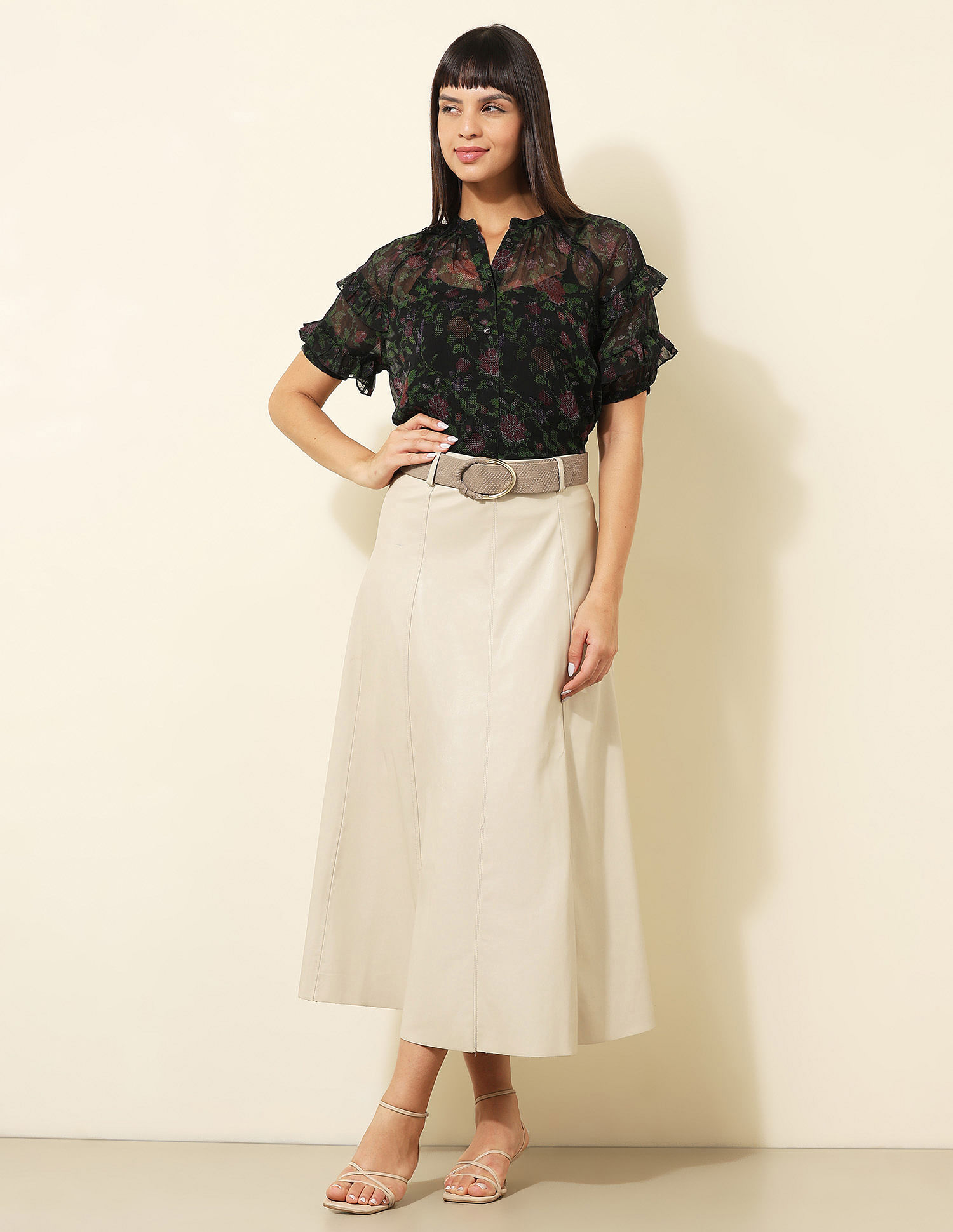 U.S. Polo Assn. Women Sheer Floral Printed Lace Top