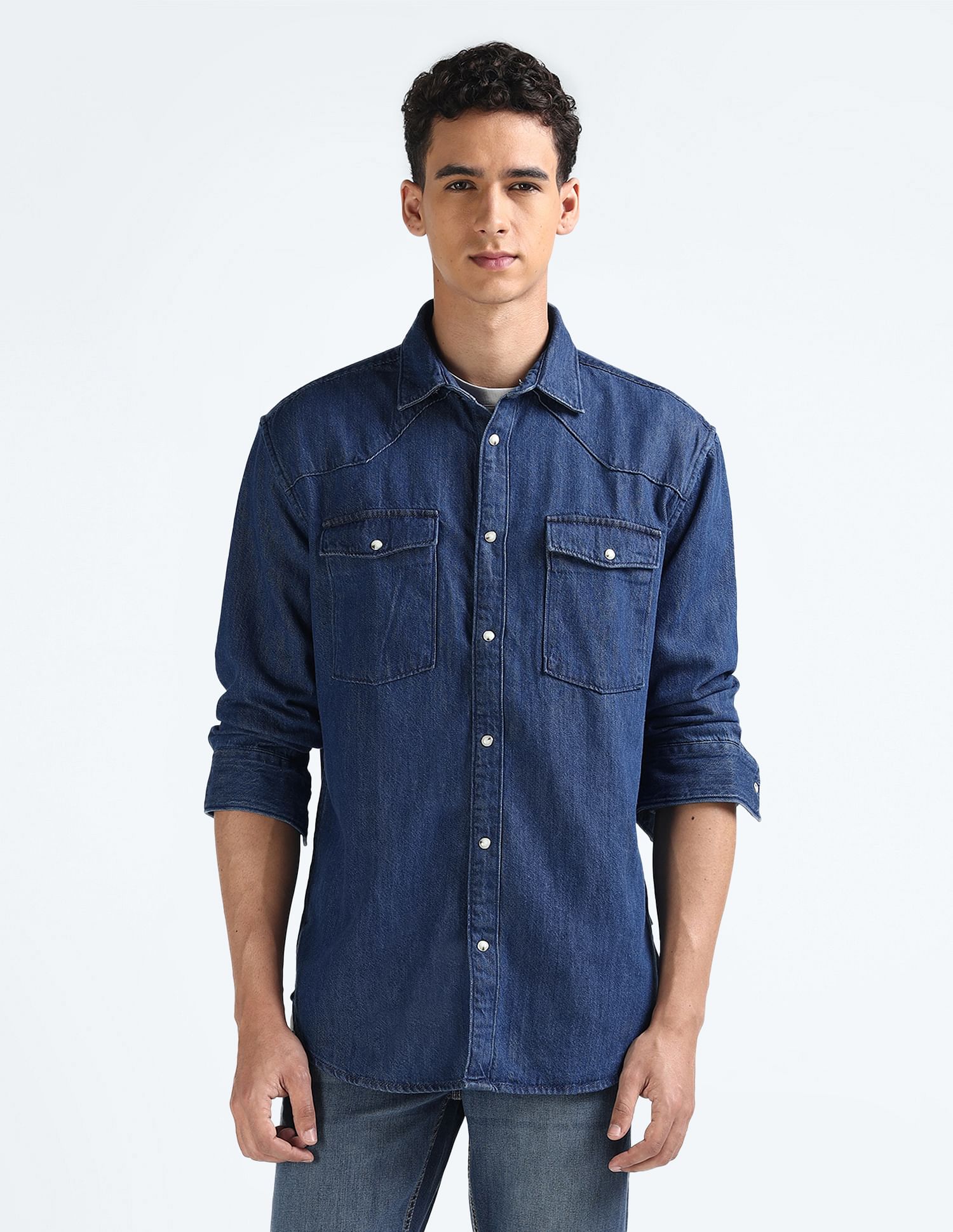 Flying Machine Brand Printed Denim Shirt