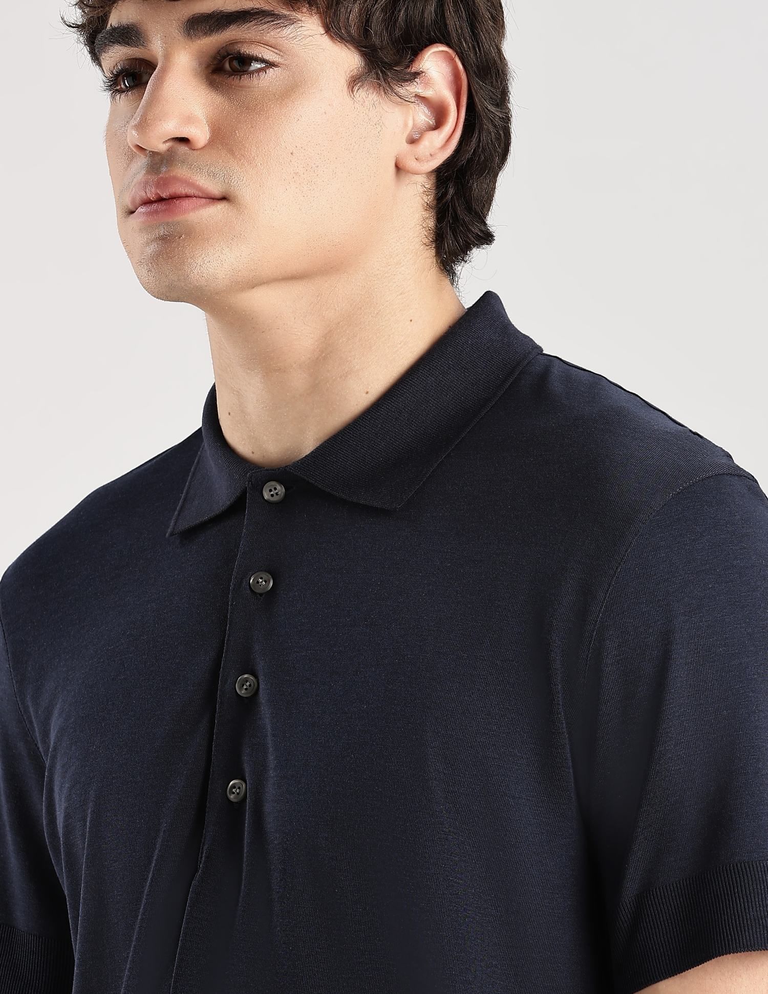 Calvin Klein Jeans Solid Regular-Fit Lyocell Polo T-Shirt