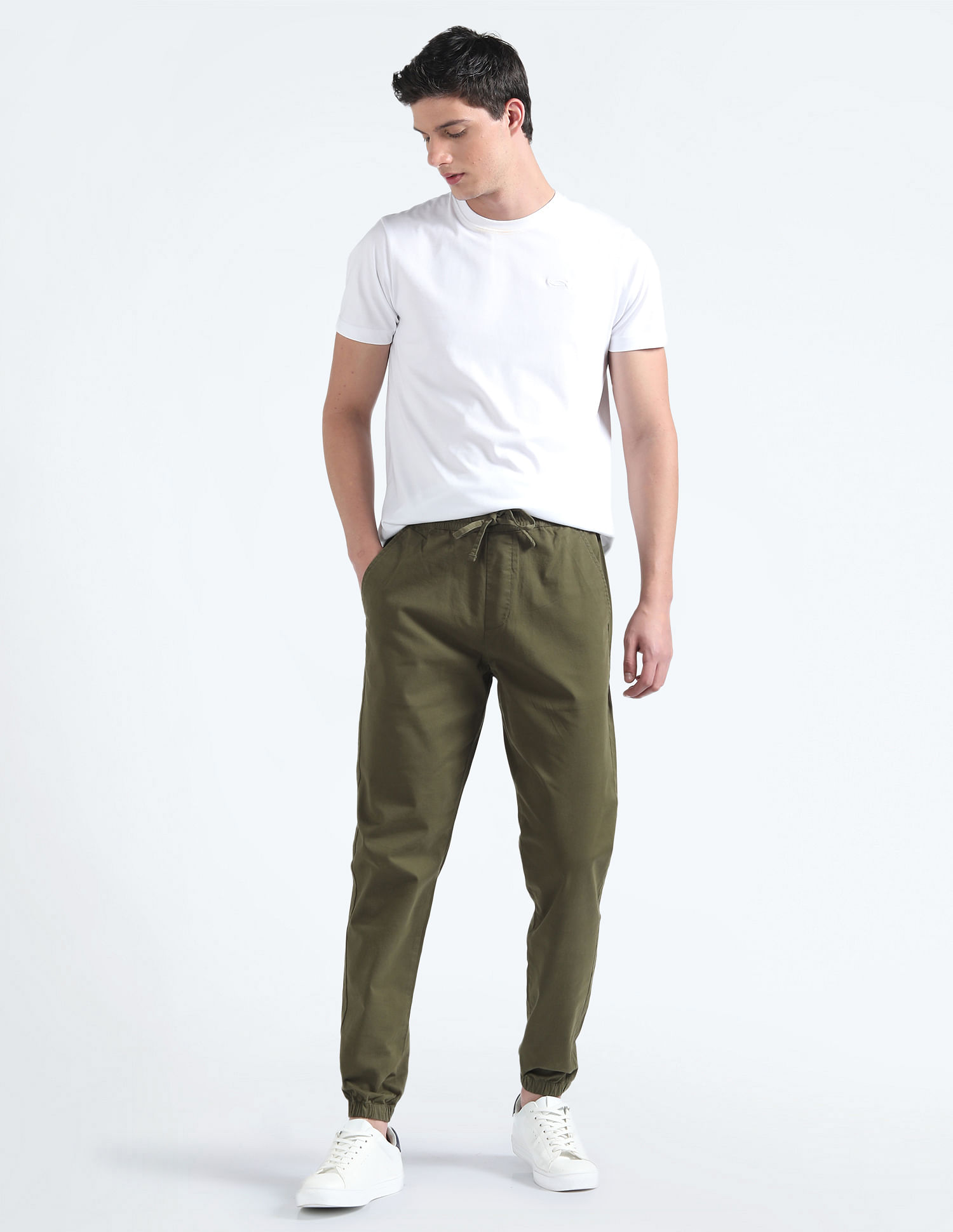 Flying Machine Drawstring Waist Slim Joggers