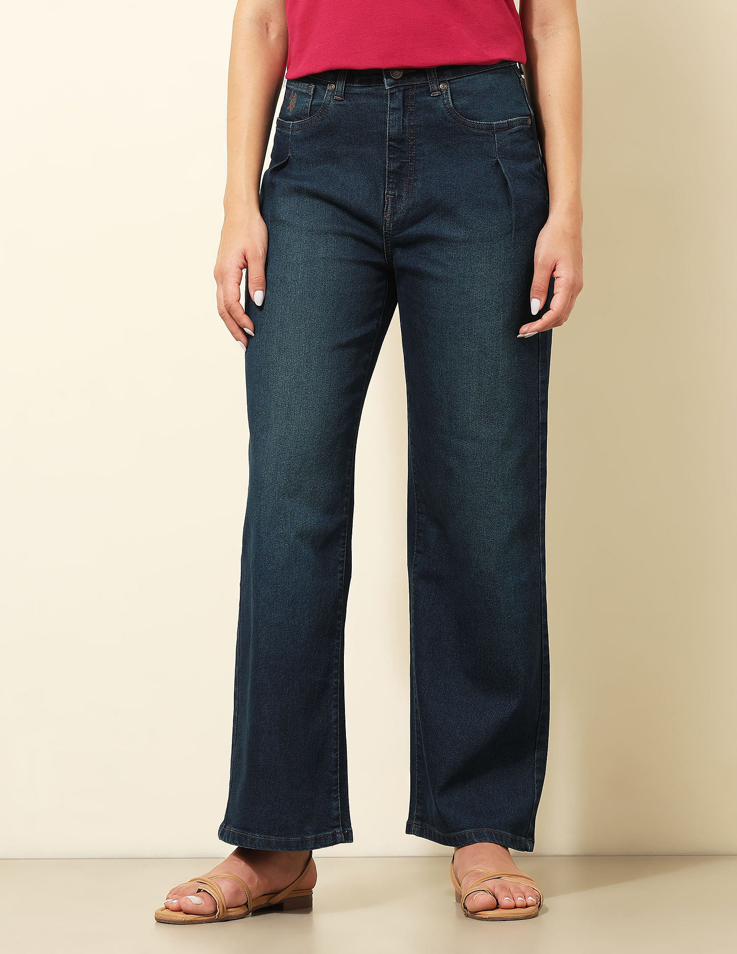 U.S. Polo Assn. Women High Rise Wide Leg Fit Jeans