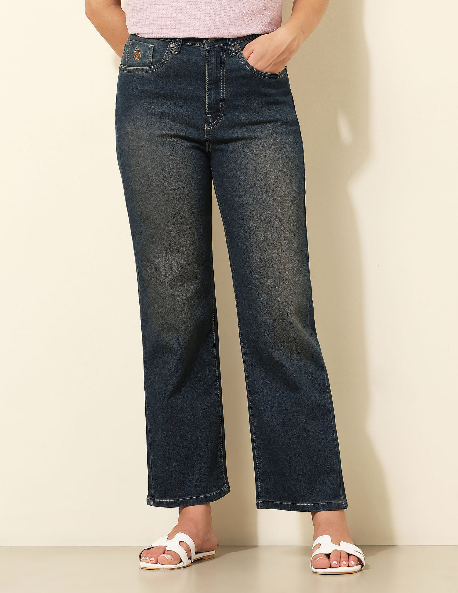 U.S. Polo Assn. Women High Rise Straight Fit Jeans