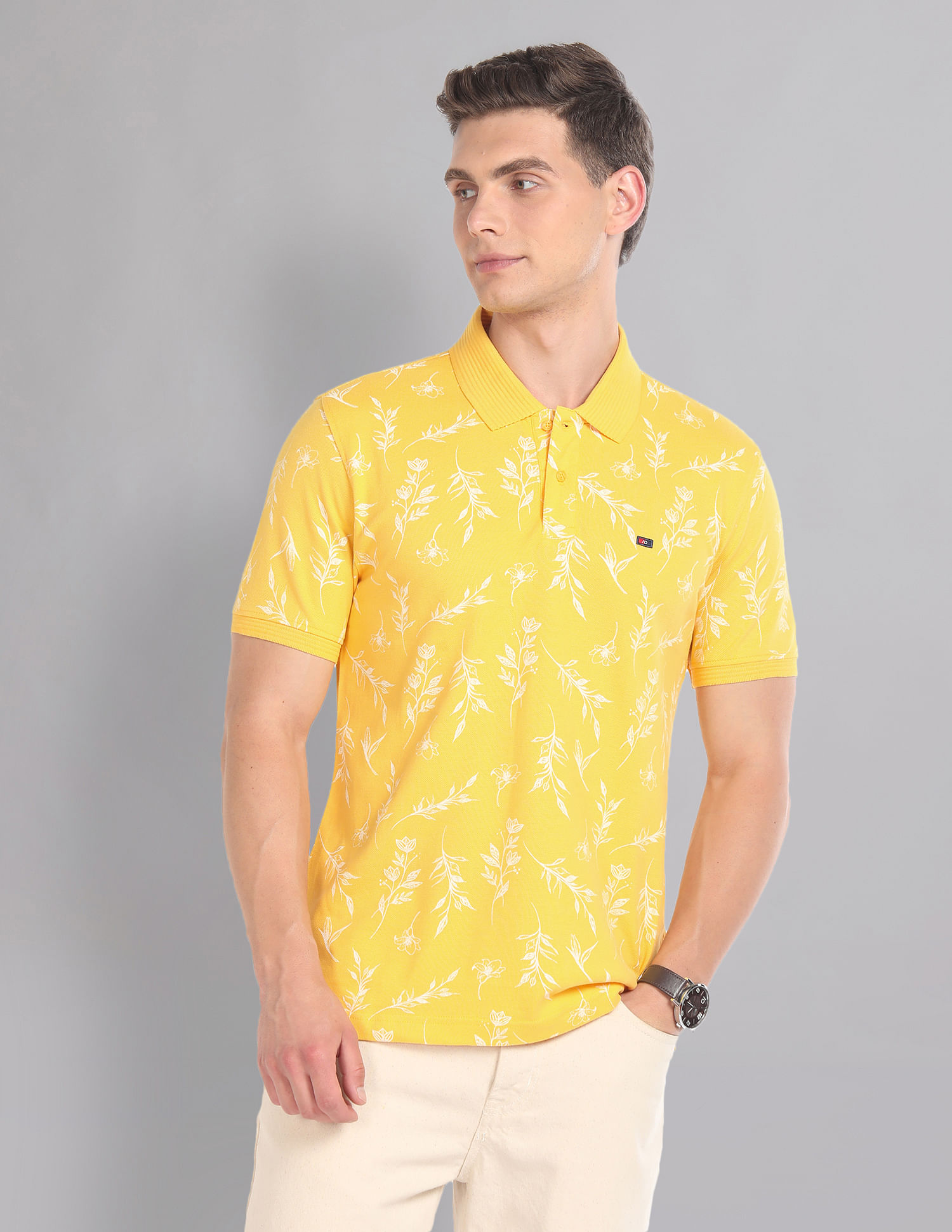 AD by Arvind Real Deal Tropical Print Polo Shirt