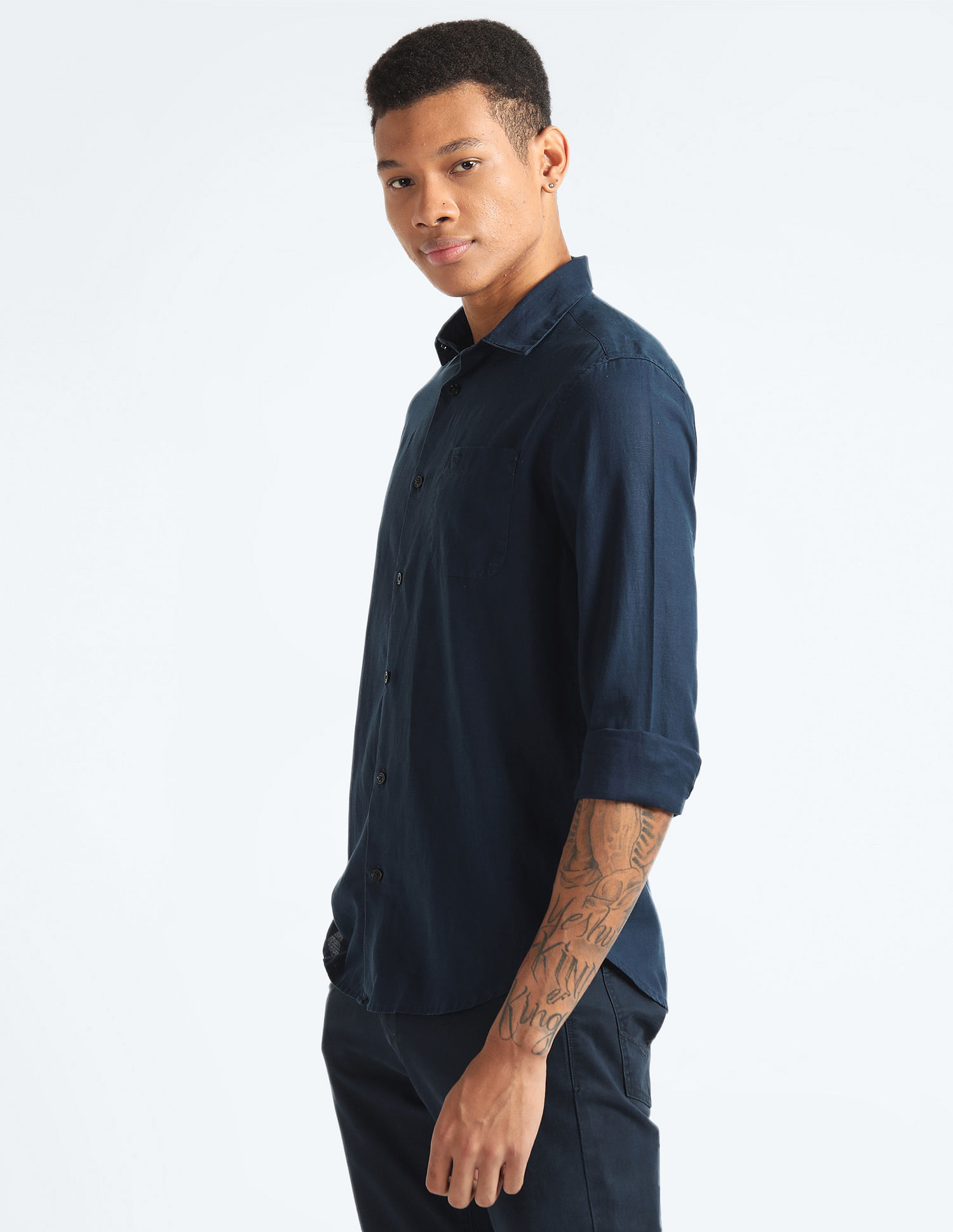 Flying Machine Tencel Hemp Overdyed Shirt