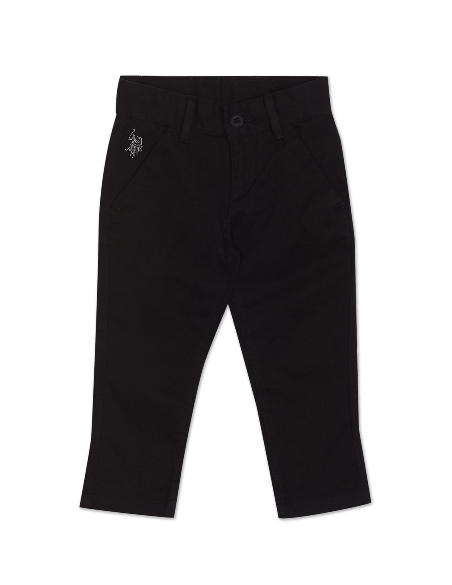 Buy U.S. Polo Assn. Kids Mid Rise Solid Twill Trousers - NNNOW.com