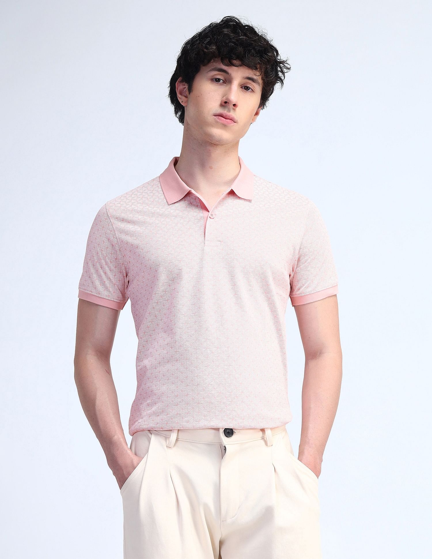 Flying Machine Pure Cotton All Over Printed Polo Shirt