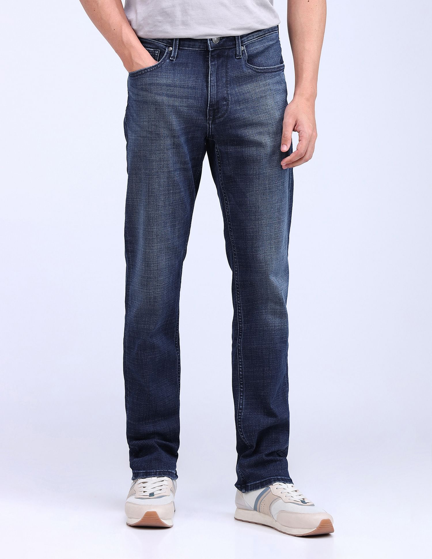 Flying Machine Freddie Slim Straight Fit Stone Wash Jeans